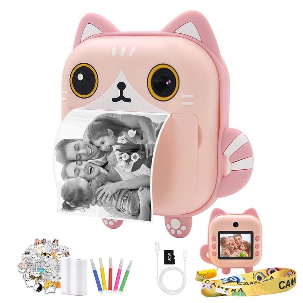 Mini-Kinderkamera, HD-Foto/Video,Druckbare Fotos,Spielfunktionen,32GB Kinderkamera
