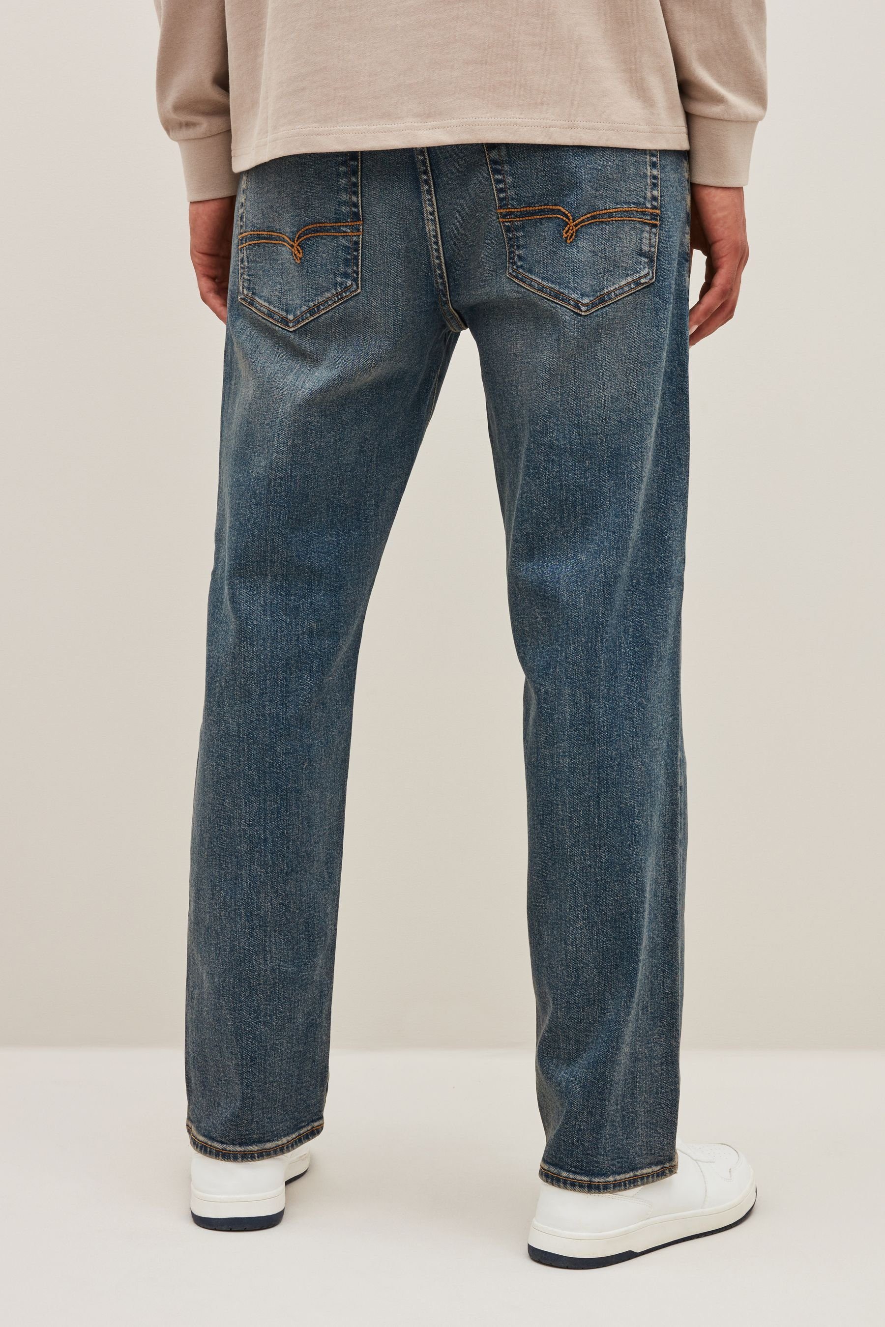 (1-tlg) Vintage Blue im Next Stretch-Jeans Vintage-Look Straight-Jeans Fit Straight
