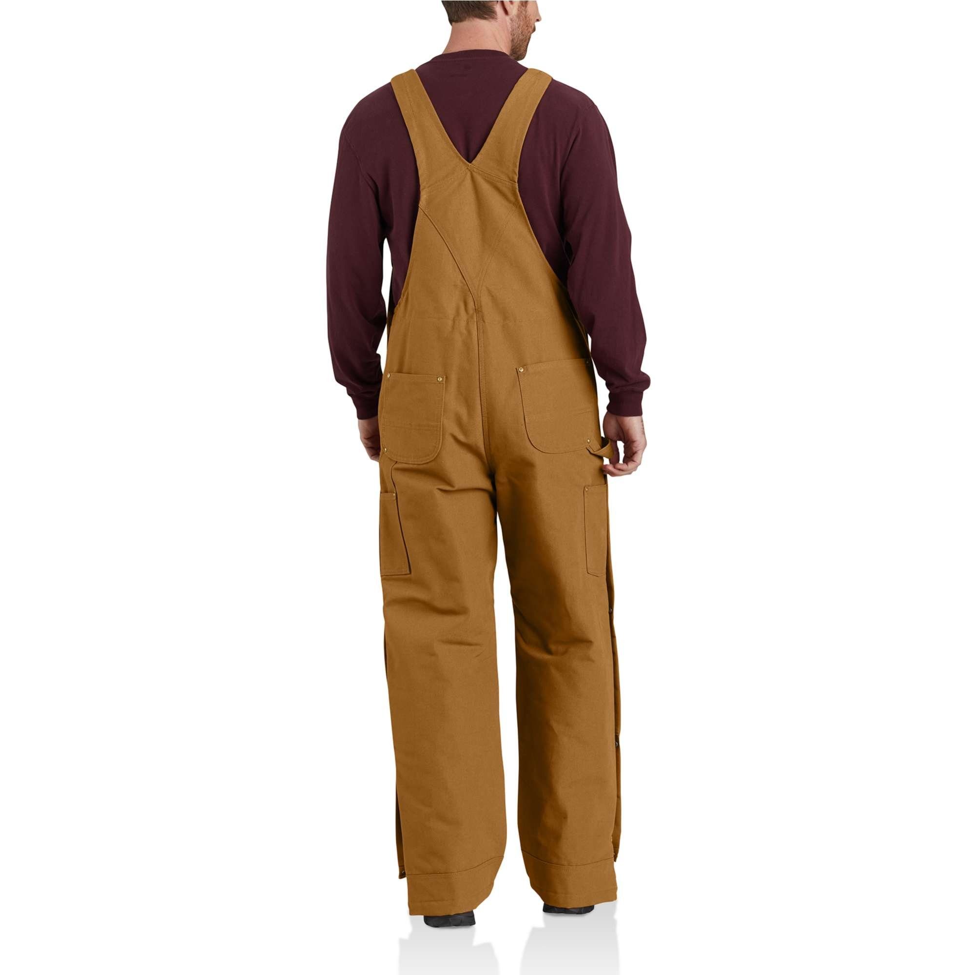 Carhartt Arbeitslatzhose FIRM bis mit von (1-tlg) Innenfutter Quilt BIB Hüfte, Nylon DUCK INSULATED 100% Diamond Knöchel seitlichem mit Schnellverschluss