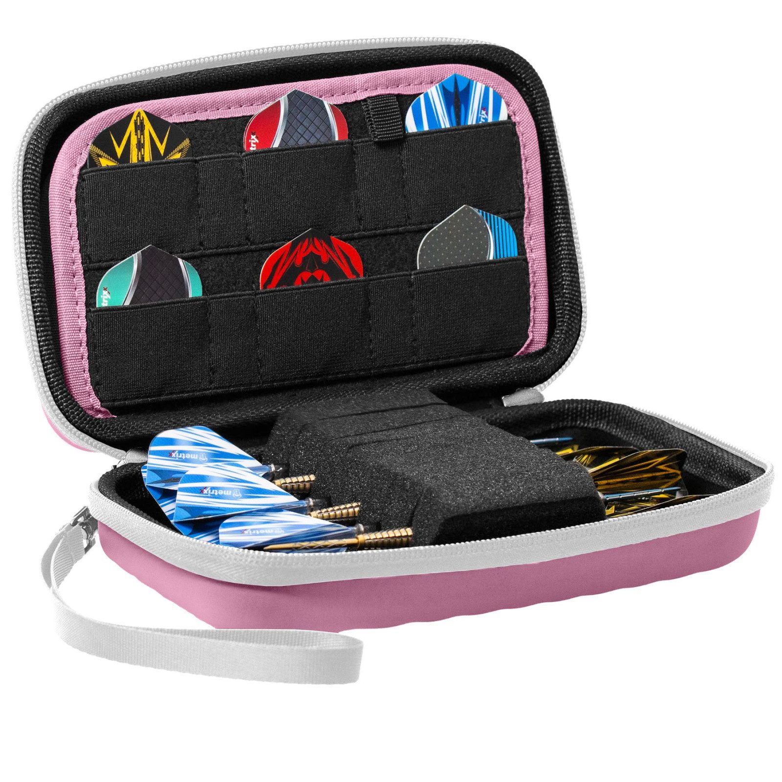 BULL'S Dartpfeil Bull's Darttasche Hardcase, Orbis XL, 190x110x50mm, Pink Rosa, 2 Innenfächer