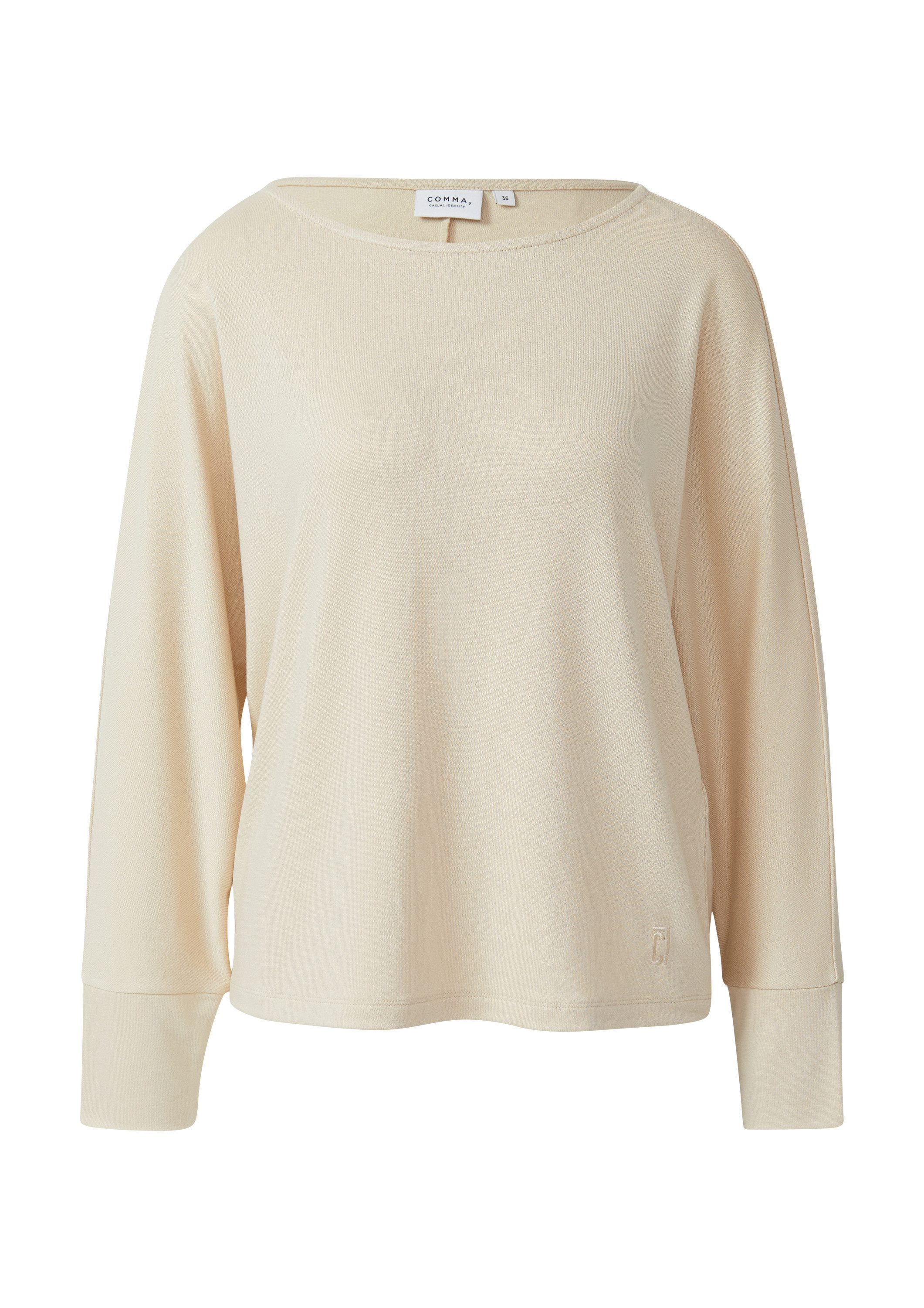 comma Langarmshirt T-Shirt Jerseyshirt mit Fledermausärmeln und Glitzergarn günstig online kaufen