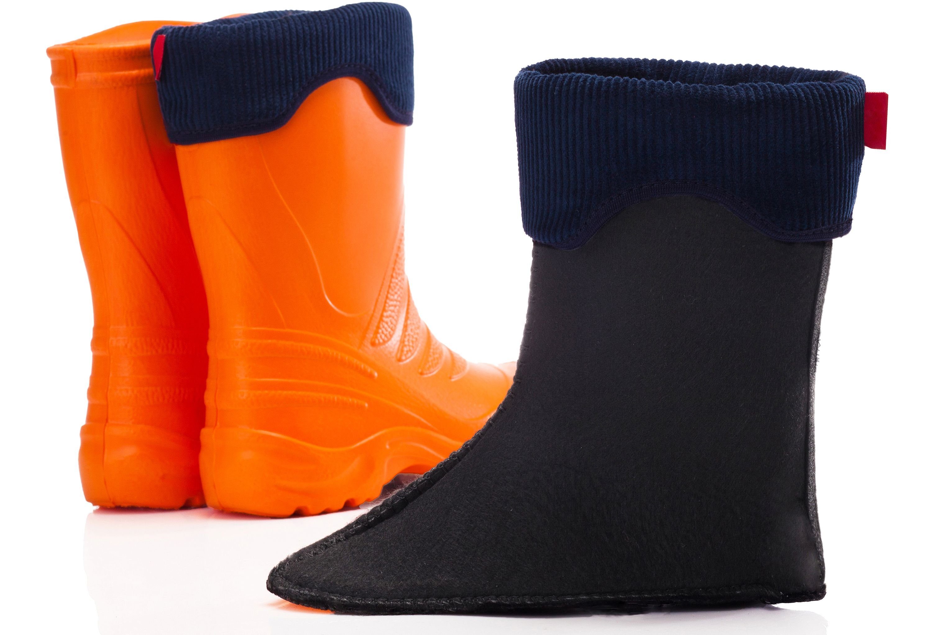 Ladeheid Kinder federleichte Thermo Gummistiefel Orange151c/Navy EVA gefüttert LA-861 Gummistiefel