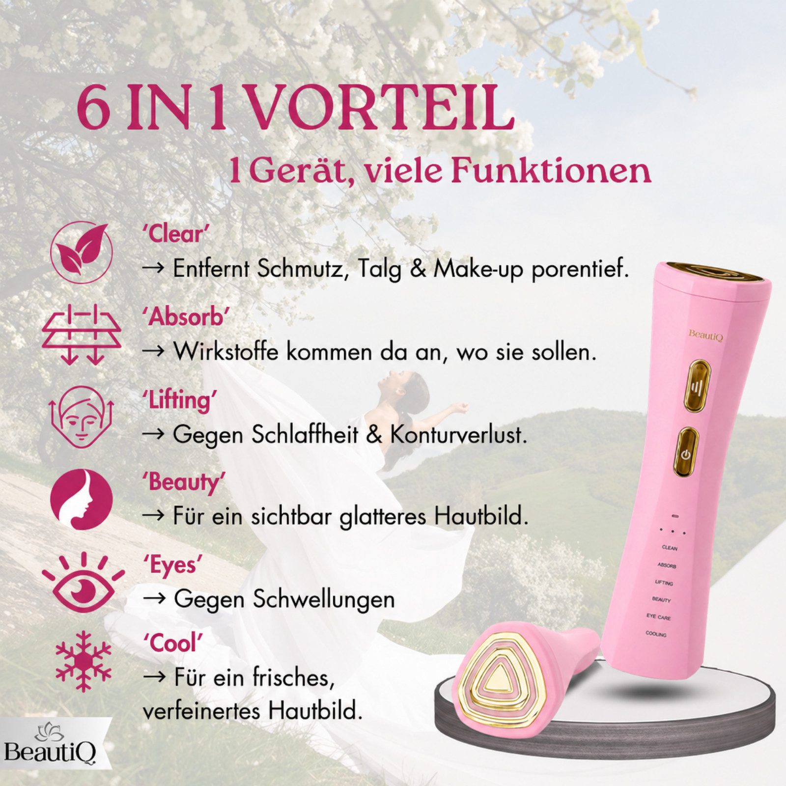 BeautiQ Gesichtsmassagegerät Lumèra PRO 6 in 1 [Beauty-Neuheit], EMS, Anti-Aging Innovation, Full Inclusive Beauty Set, EMS, Radiofrequenz, LED-Lichttherapie, V – Bild 2 von 5
