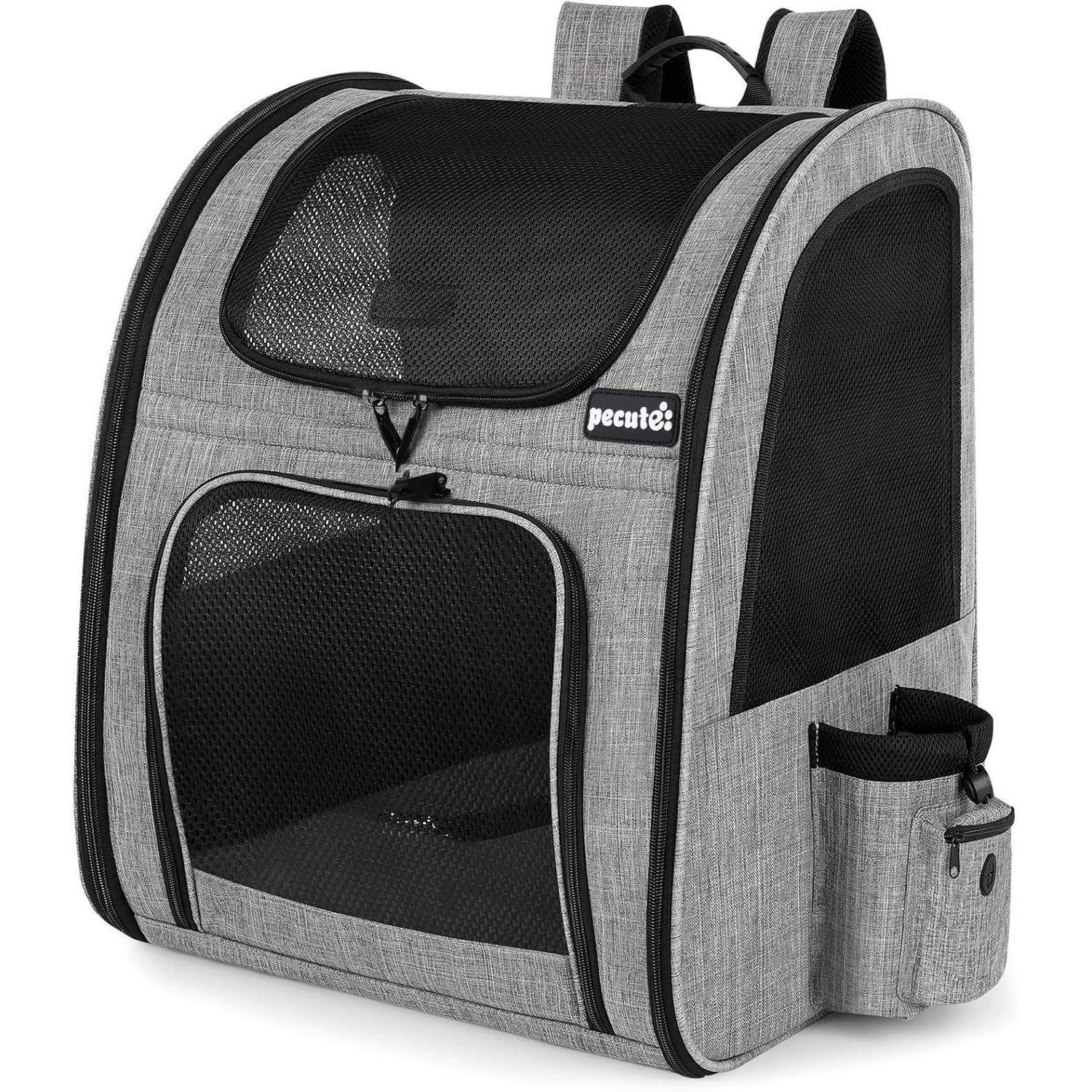 LuxusKollektion Tiertransporttasche Haustier Rucksack Netzfenster Wasserdicht Grau Klassisch Mesh (XL)
