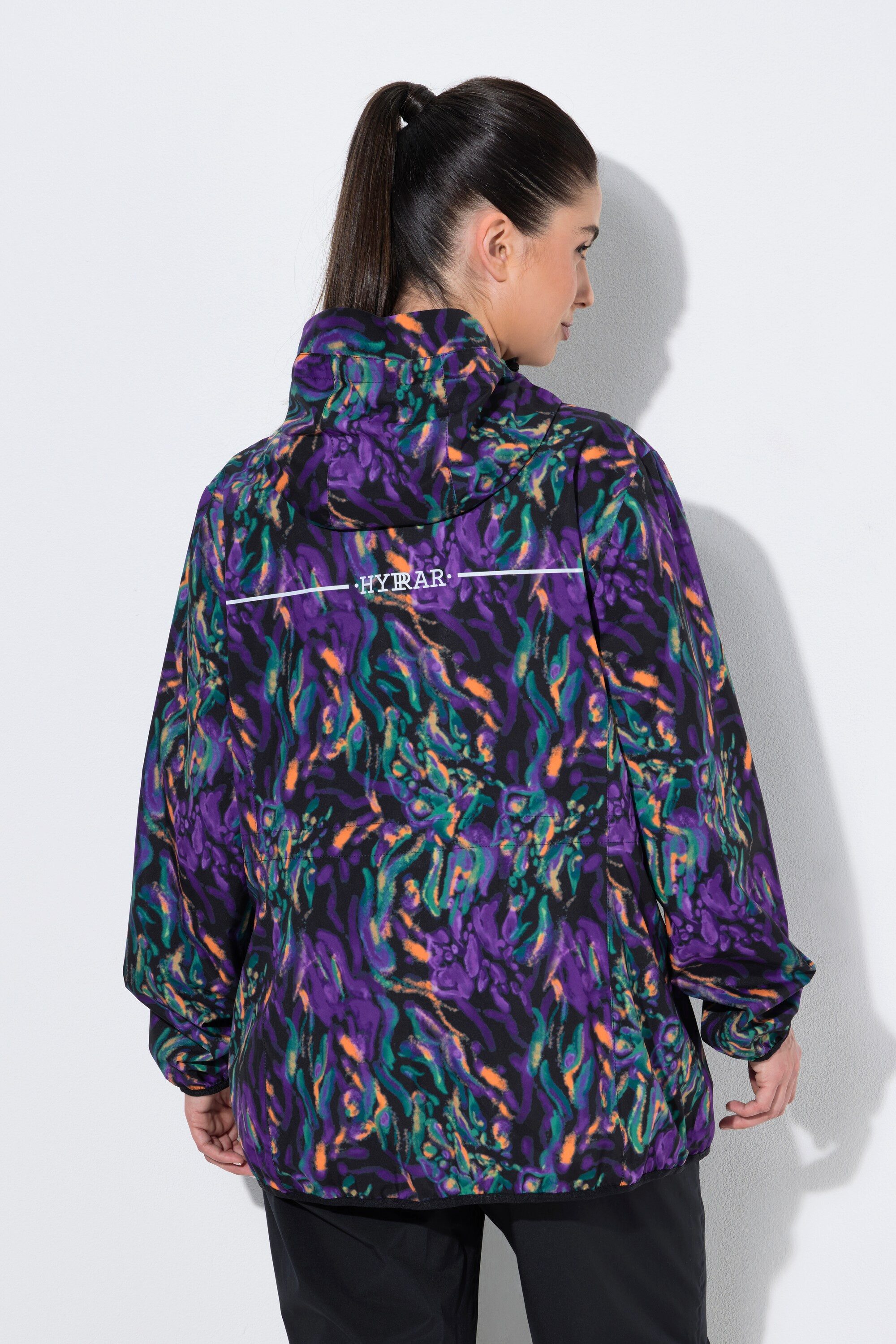 Ulla Popken Funktionsjacke Regenjacke Blüten wasserdicht Kapuze 2-Wege-Zipper – Bild 3 von 4
