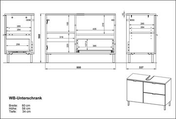 möbelando Waschbeckenunterschrank 415 (BxHxT: 80x56x34 cm) in anthrazit, weiss mit einer Schublade und einer Tür