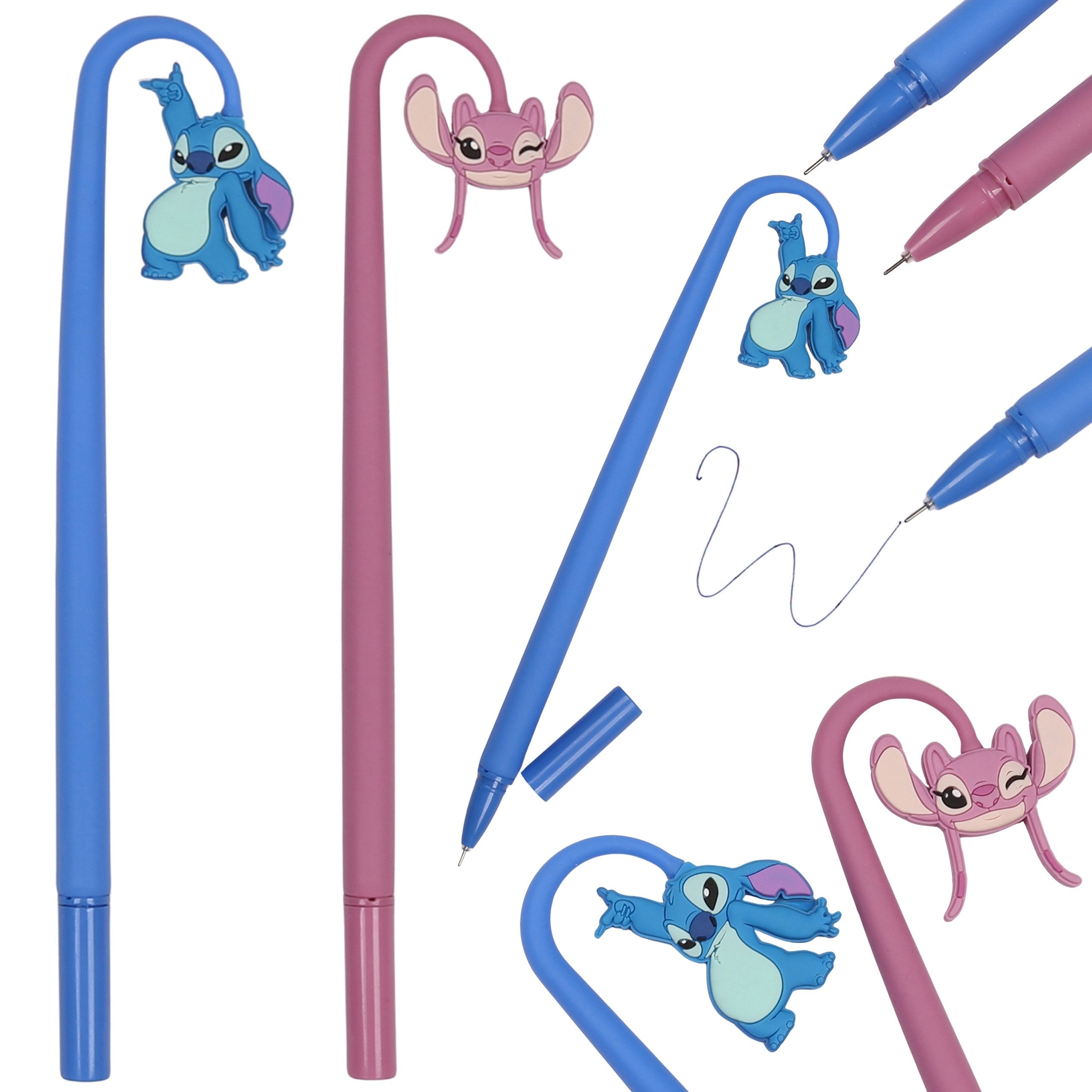 Disney Gelschreiber DISNEY Stitch 2x Gelschreiber, Figur, blaue Tinte, Silikonfüller