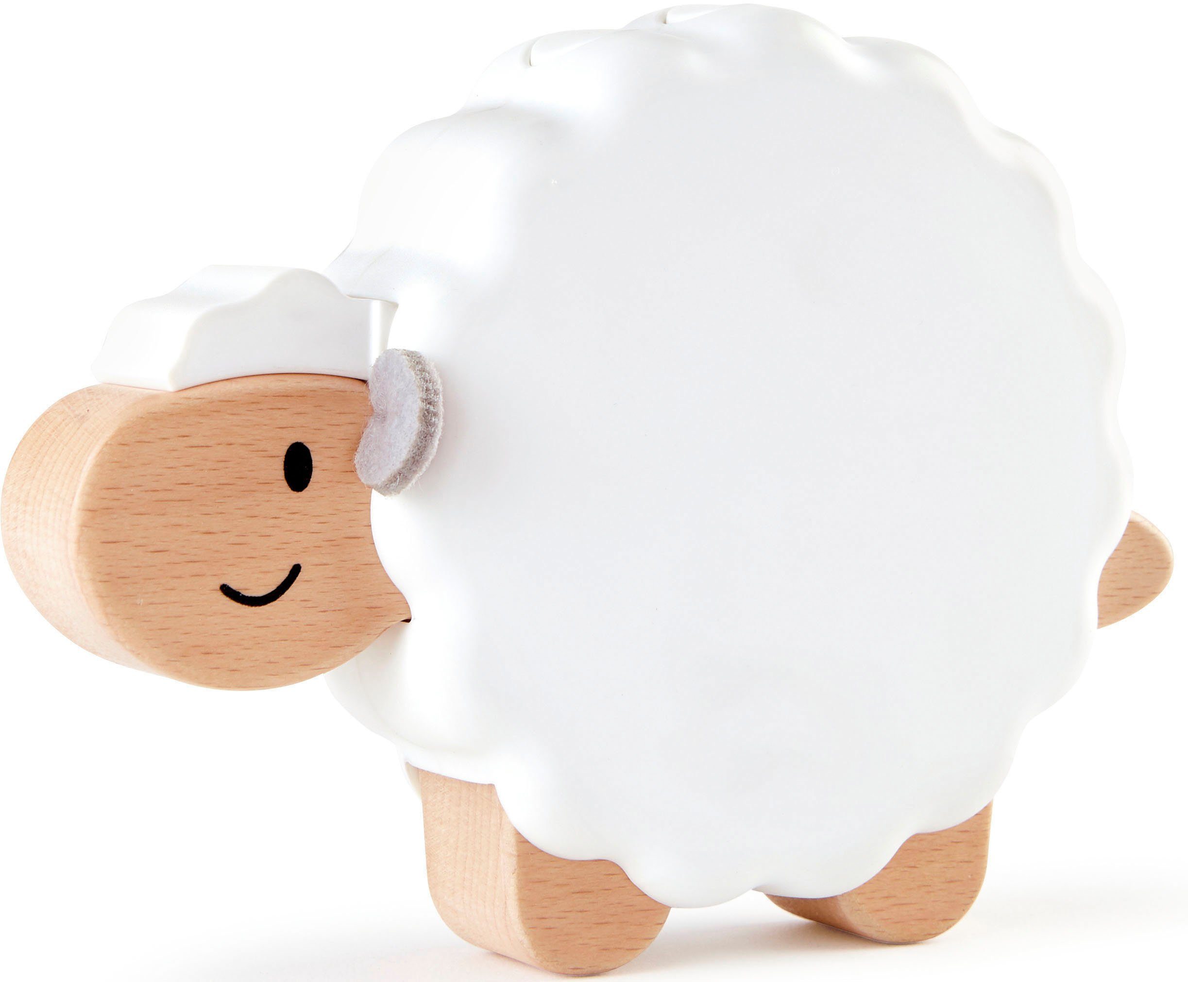 Hape Nachtlicht Suse Schlafschaf, Abschaltautomatik, Einschlafhilfe, Melodien, USB-Anschluss mit Ladefunktion, LED fest integriert, Warmweiß, mit 5 verschiedenen Einschlafmelodien