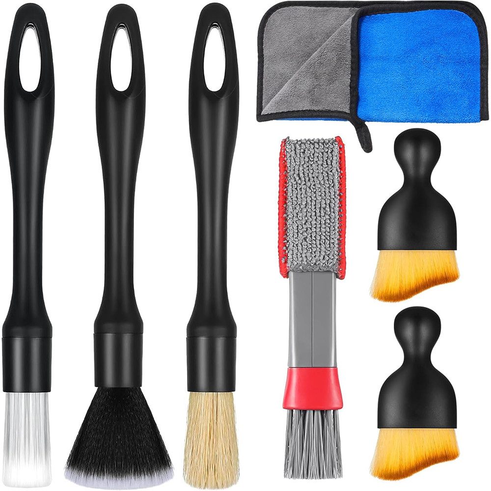 AFKSMILE Autowaschbürste Auto Pinsel, 7 Stück Reinigungspinsel Auto Set, Auto reinigungspinsel, (7-tlg), Zur Reinigung von Felgen, Autoinnenräumen, Lüftungsschlitzen