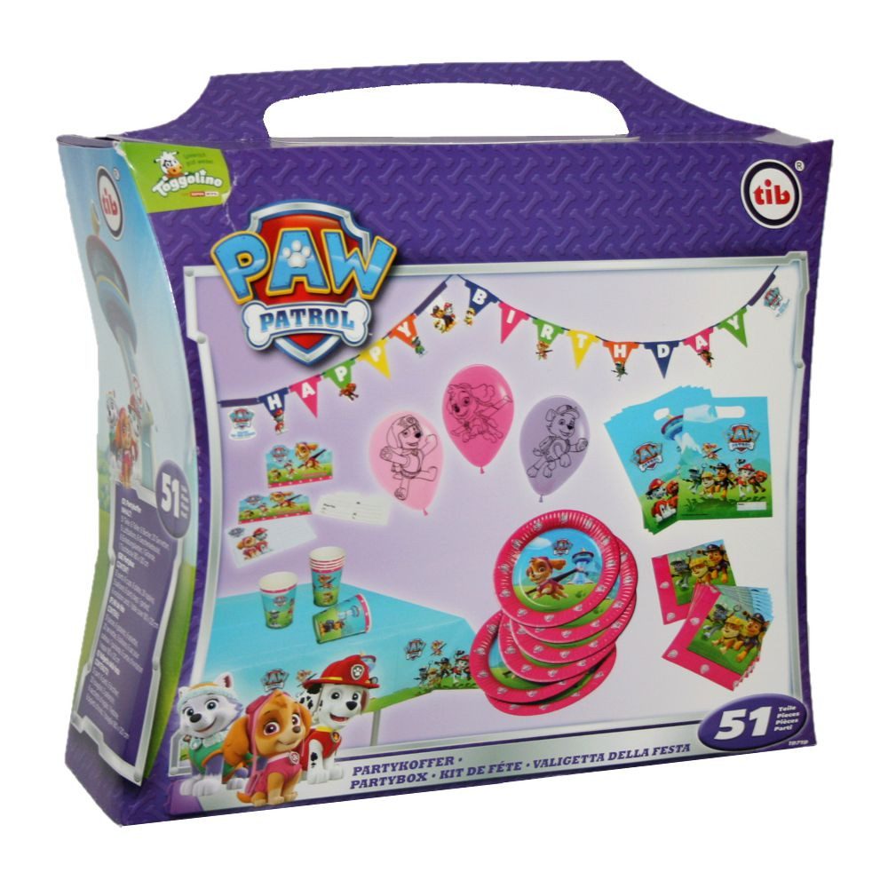 Party Fun Einweggeschirr-Set XXL Party Geburtstag Set für Mädchen Paw Patrol 51 Teile