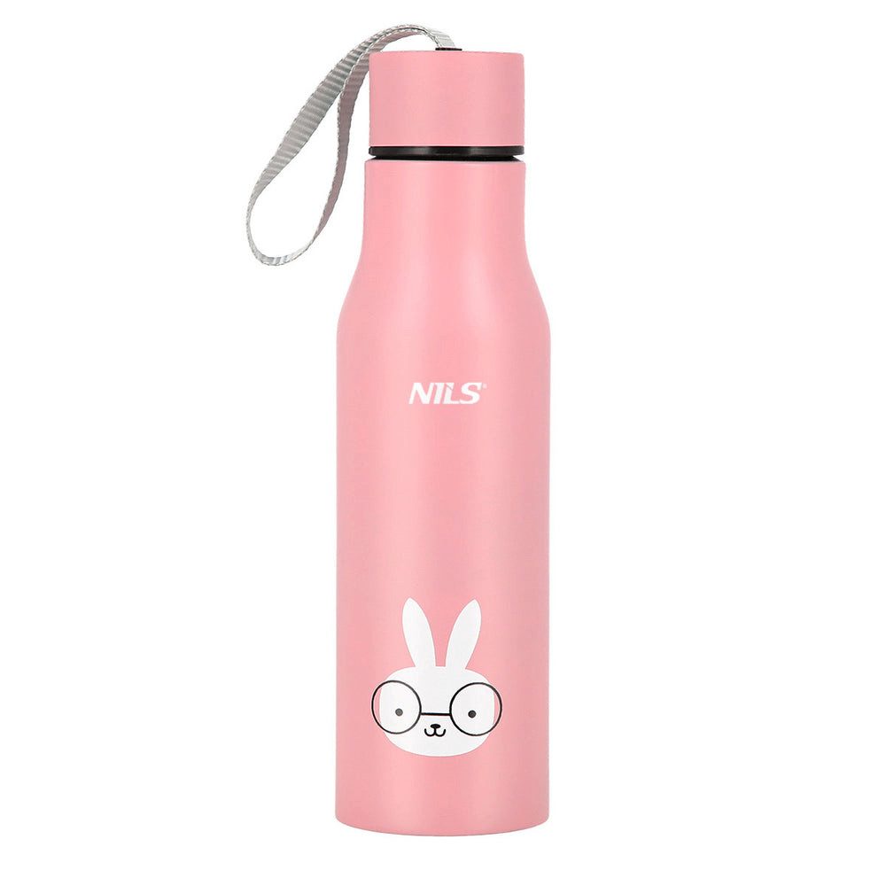 Nils Thermobecher Kinderflasche Isolierflasche Trinkflasche, 1-tlg., Edelstahl, doppelwandig, dicht, Trageschlaufe, Tiermotiv