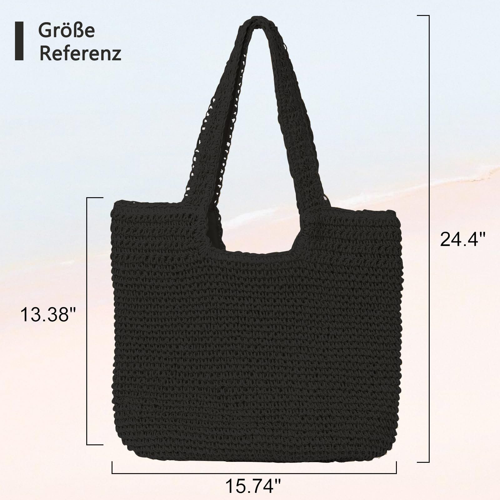 Zaewry Strandtasche Stroh Handtasche Damen Sommer Taschen Umhängetasche Damen, Boho Stil Shopper Damen Groß für Strand, Reisen, Urlaub, Shopping