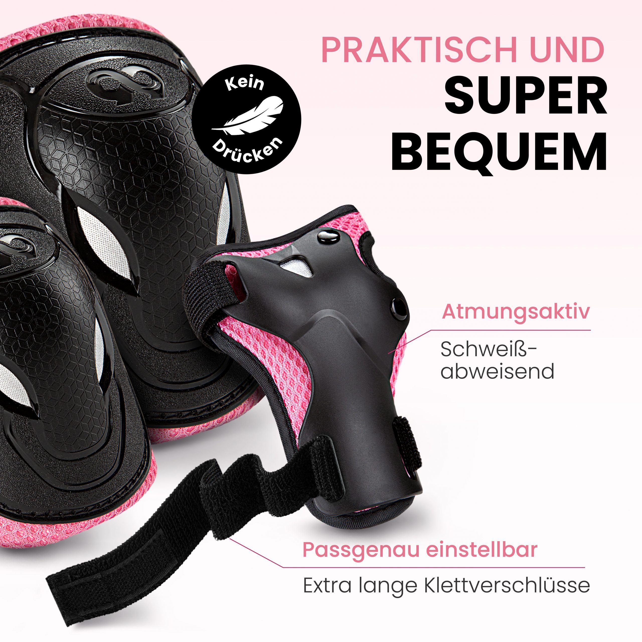 99FLIPS Protektoren-Set Inliner Schoner Kinder Protektoren Schützer Set mit Knieschoner (Skateboard Schutzausrüstung Geschenke für Kinder, 6-tlg., Knieschützer  – Bild 4 von 5