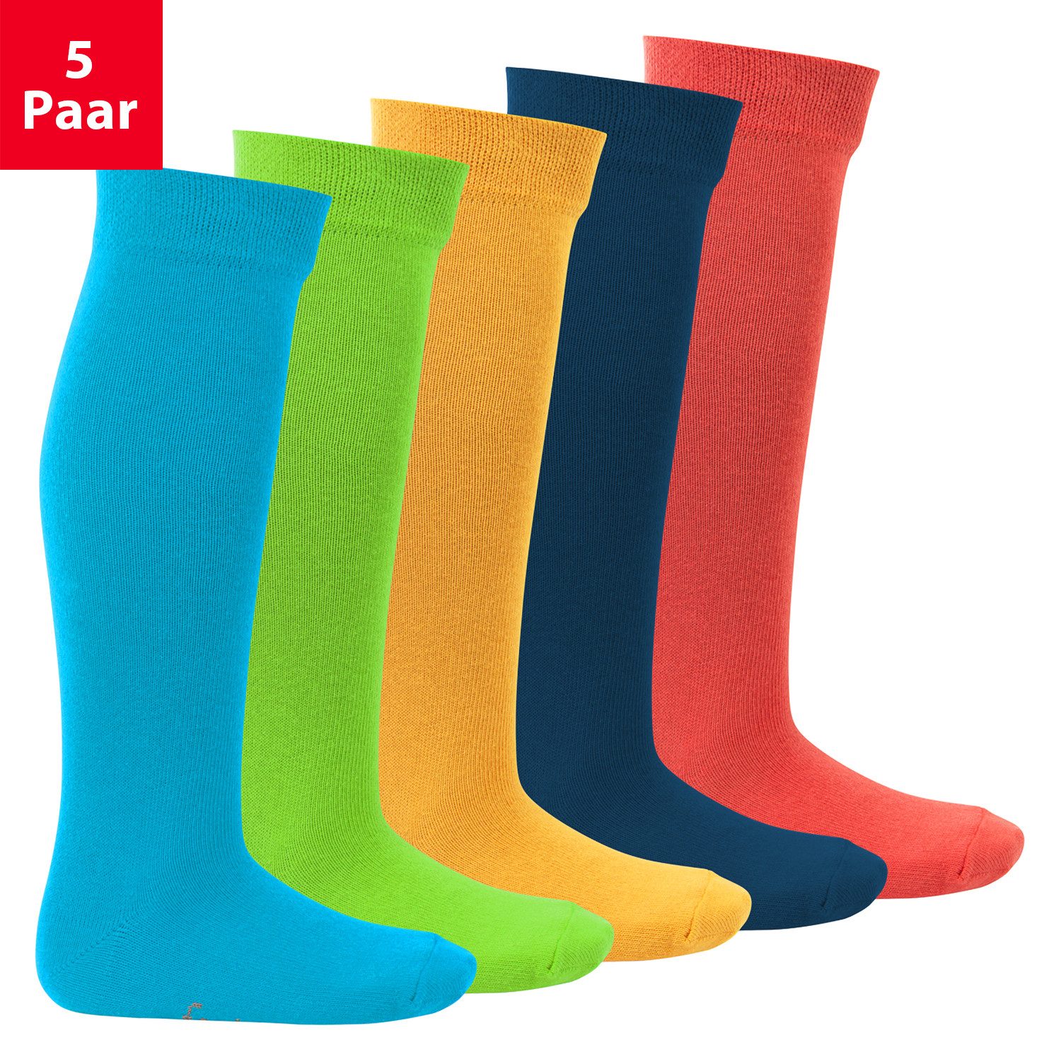 Footstar Langsocken EVERYDAY! 5 Paar Kinder Kniestrümpfe Lange Socken für Mädchen & Jungen