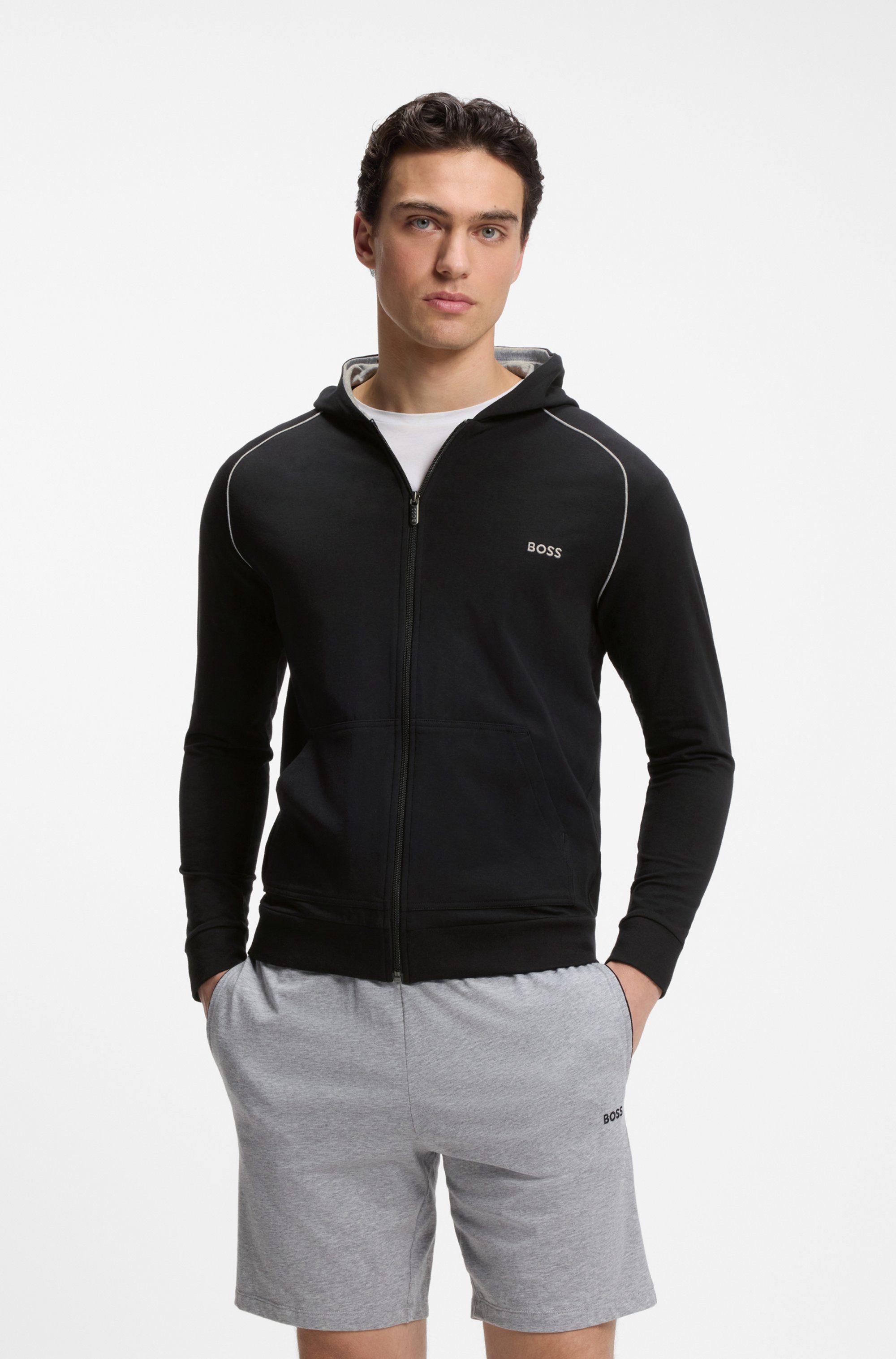 BOSS Kapuzensweatjacke Mix&Match Jacket H mit BOSS Stickerei auf der Brust günstig online kaufen