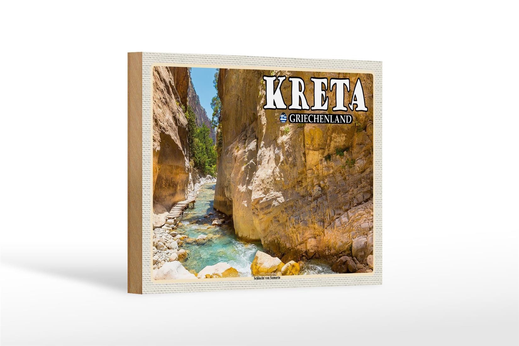 Holzbild Reise 18x12 cm Kreta Griechenland Schlucht von Samaria