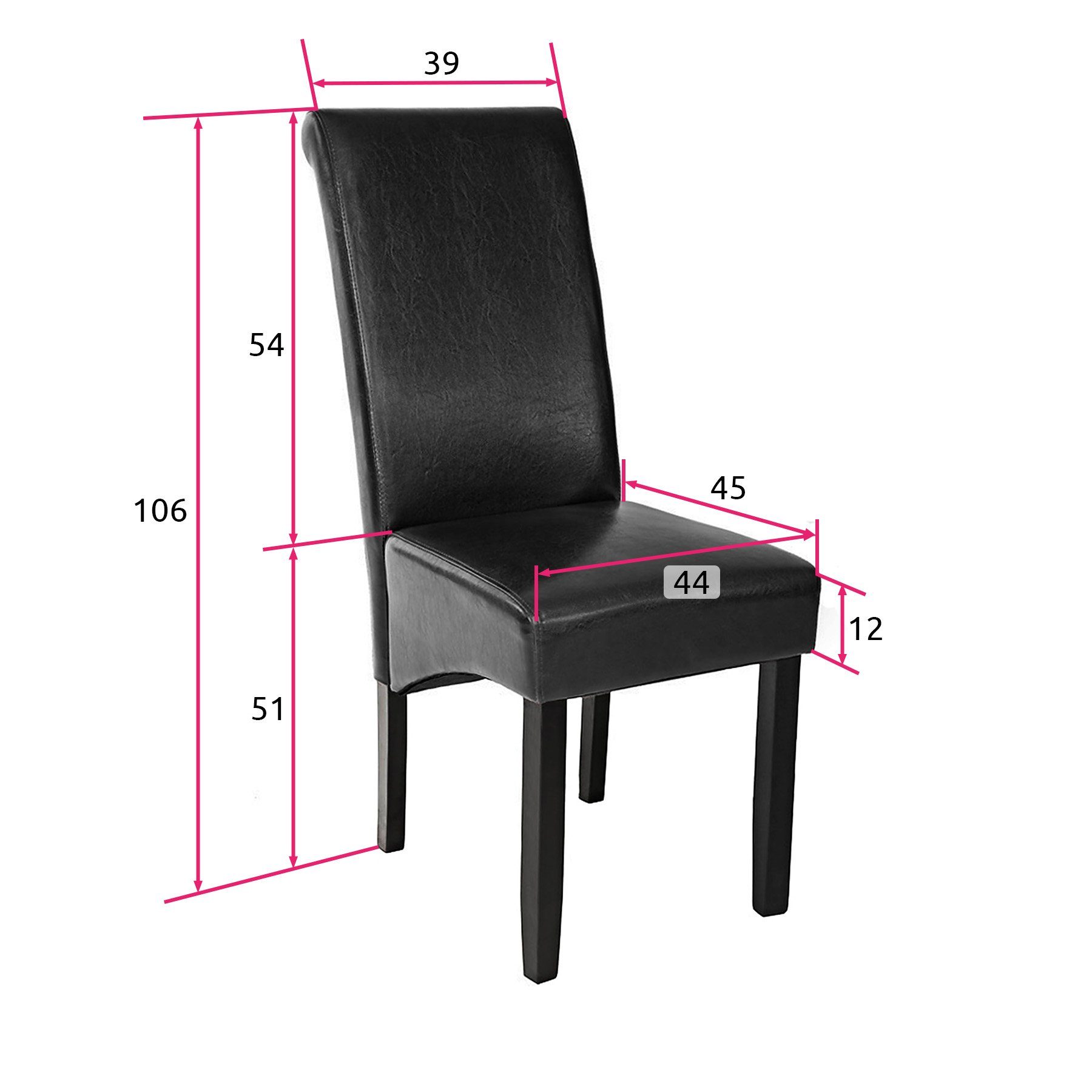 tectake Esszimmerstuhl 8 Esszimmerstühle, ergonomisch, (8er, 8 massives schwarz Gepolstert St), Hartholz