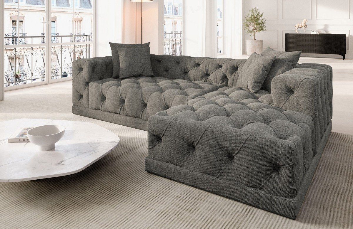 Sofa Dreams Ecksofa Strukturstoff Stoff Polster Sofa Palma L Form kurz Stoffsofa
