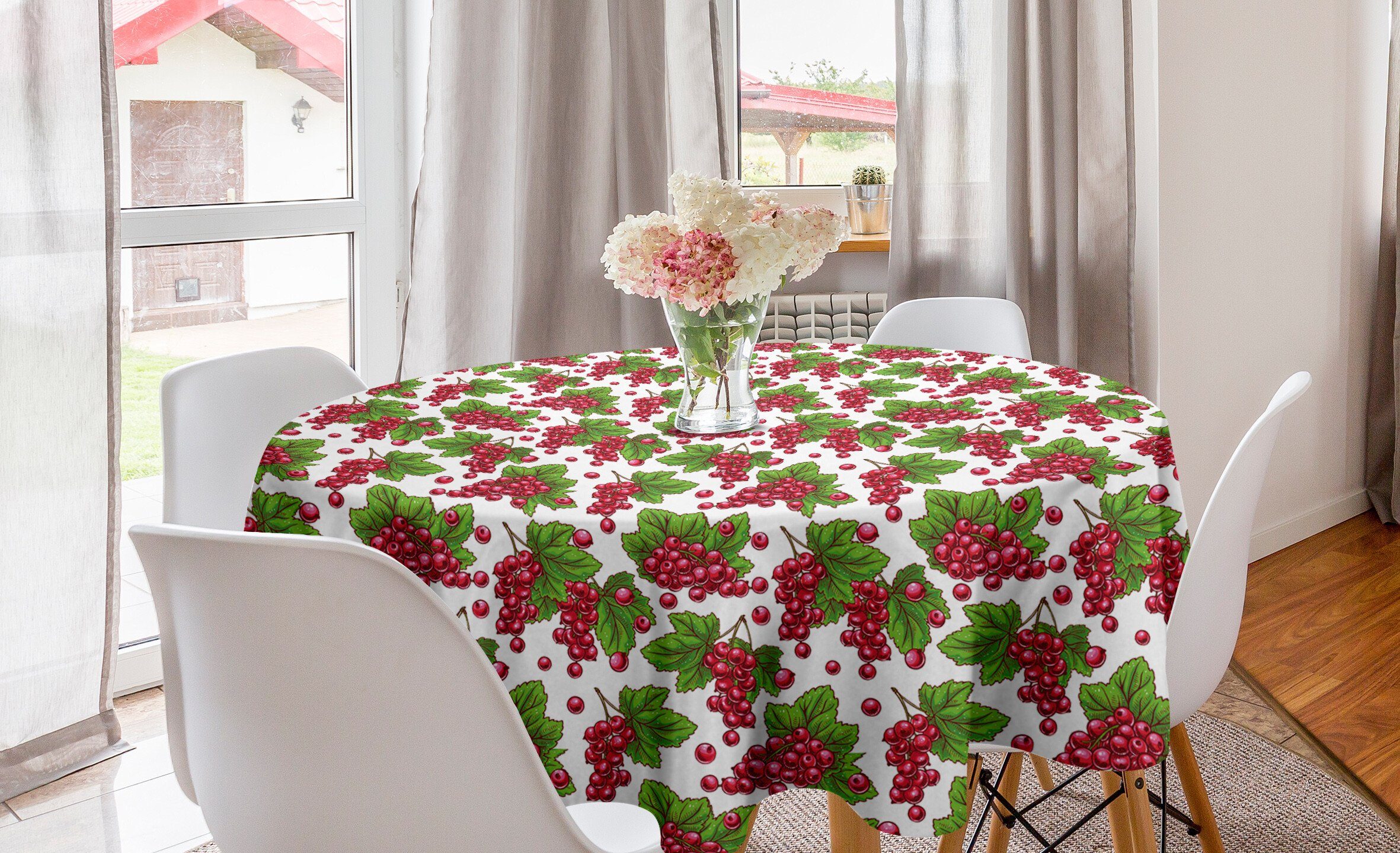 Abakuhaus Tischdecke Kreis Tischdecke Abdeckung für Esszimmer Küche Dekoration, Natur Grape Fruit Ernte