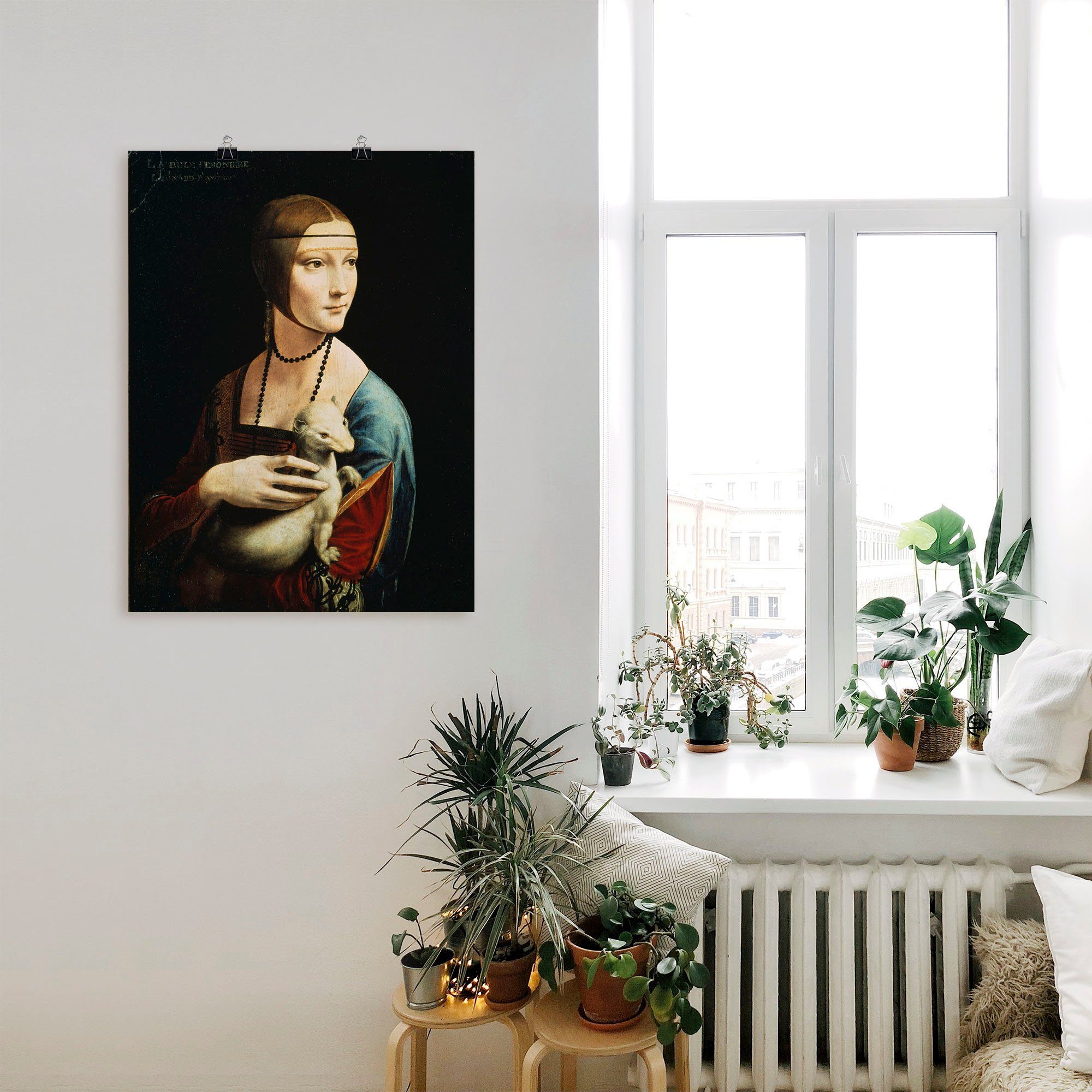 Artland Wandbild Dame mit dem Hermelin Porträt, Frau (1 St), als Leinwandbild, Poster in verschied. Größen