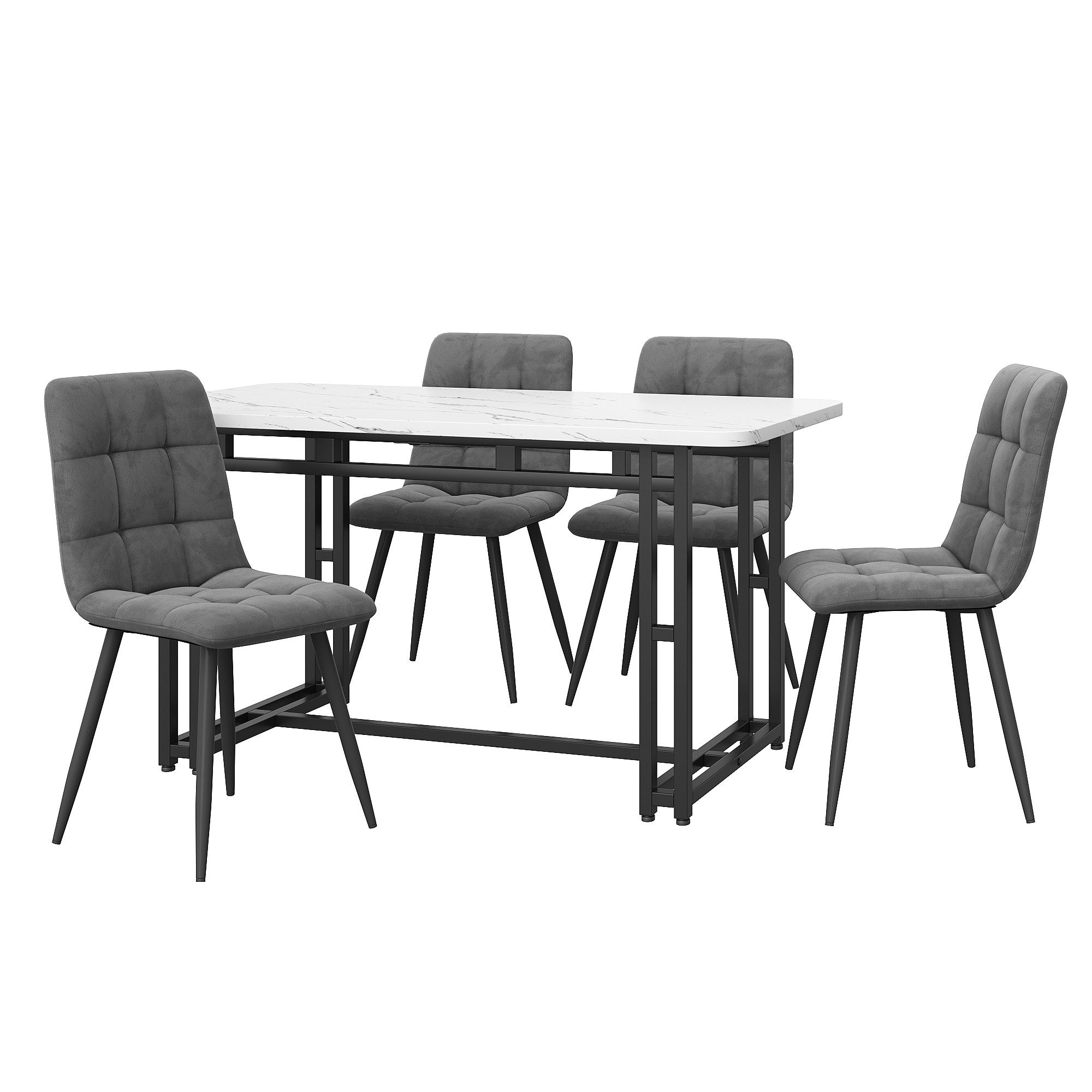 KLAM HOME Essgruppe Esstisch mit 4 Стільціn Set Esszimmer Sitzgruppe, (5-tlg, 1 Esstisch 4 Стільці), Moderne Küche Esstisch Set aus Samt