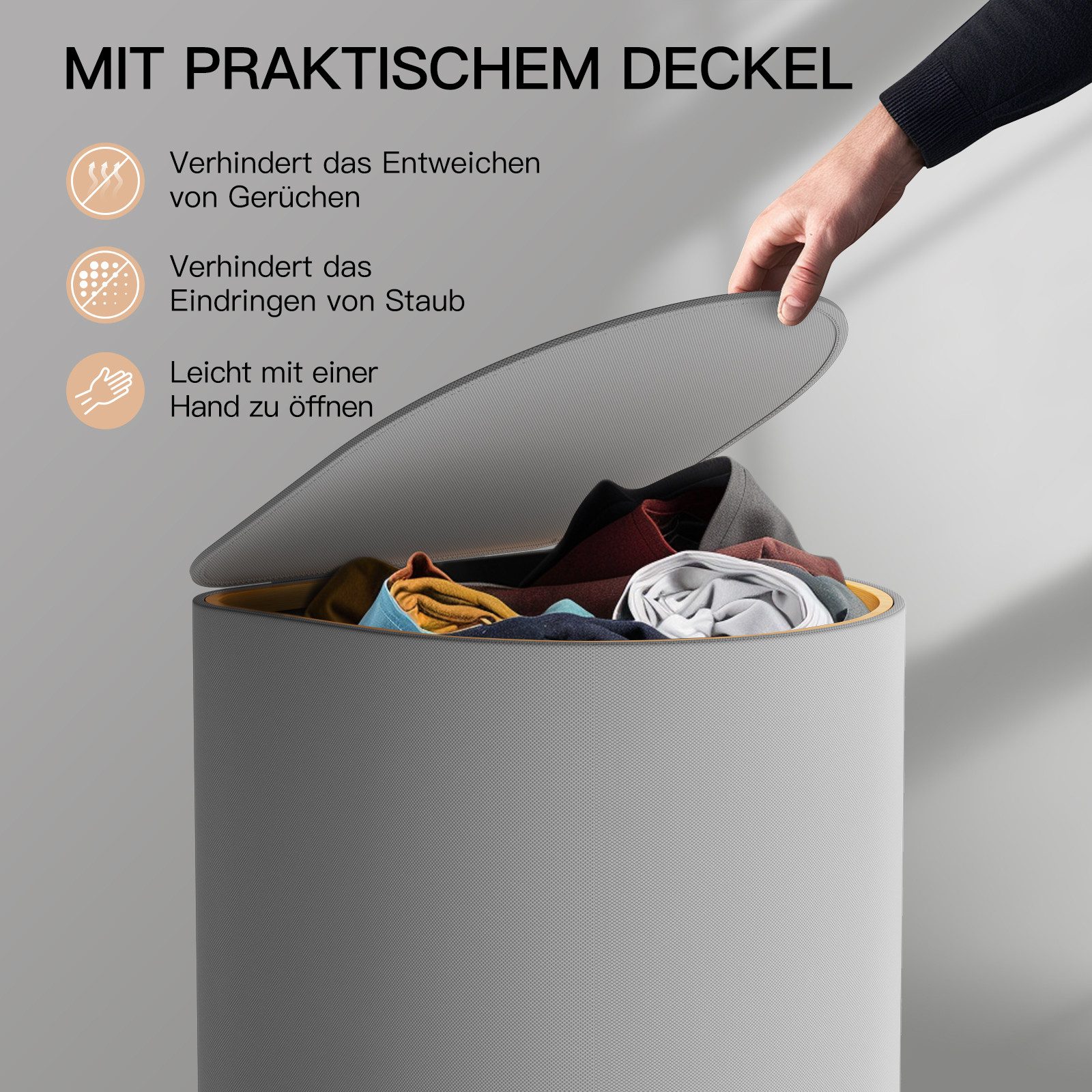 Rainsworth Wäschekorb 70L Wäschesammler - 4 Herausnehmbaren Wäschesäcke