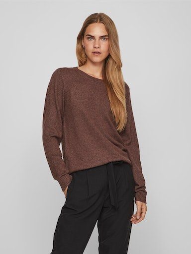 Shaved KNIT TOP Rundhalspullover - VIRIL O-NECK L/S Detail:DARK Chocolate NOOS Vila MELANGE