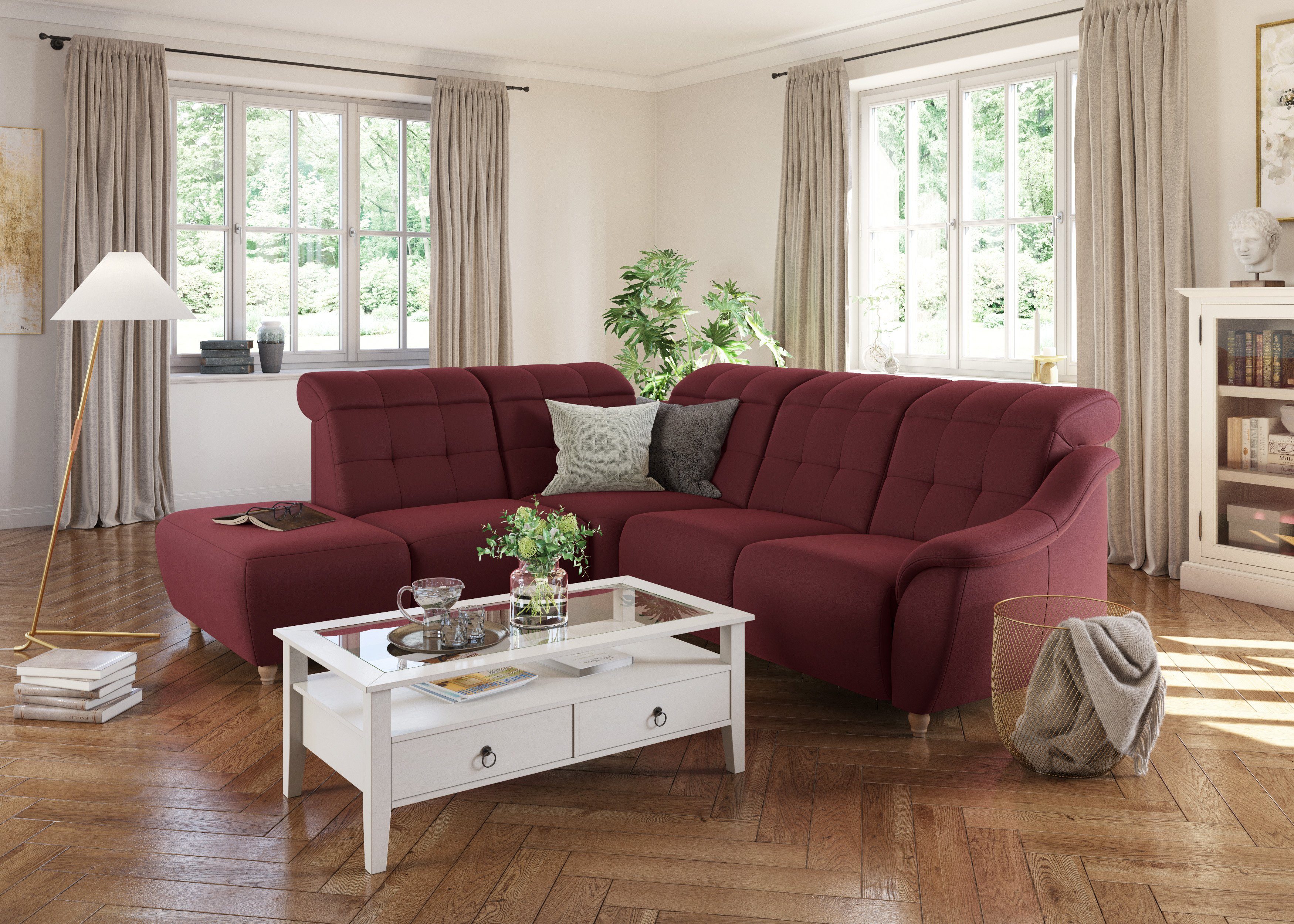 Home affaire Ecksofa Boston L-Form, Kopfteilverstellung günstig online kaufen