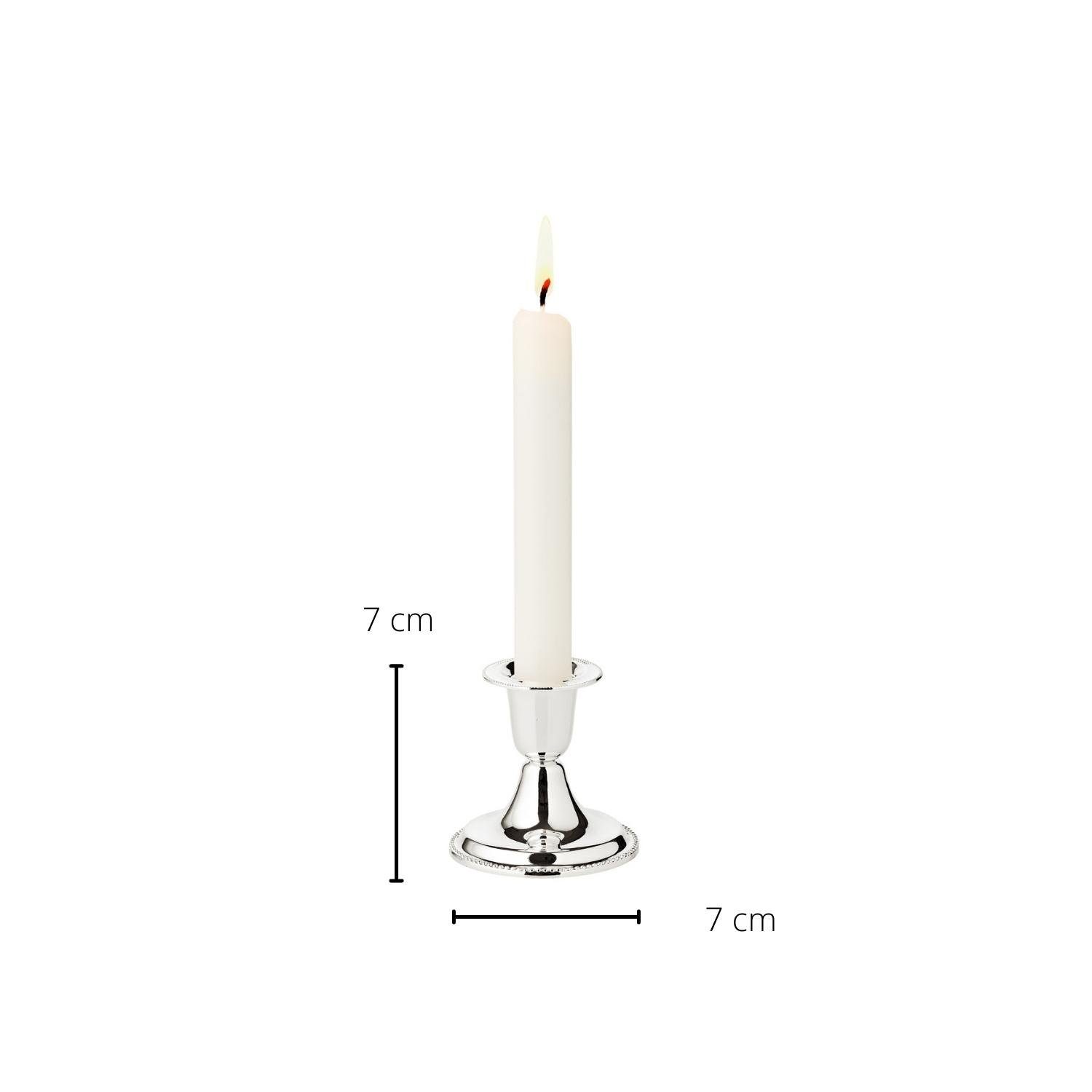 EDZARD Kerzenleuchter Perla (2er-Set), Kerzenhalter und versilbert Silber-Optik mit Perlrand, mit Kerzenständer Stabkerzen, 7 anlaufgeschützt, Höhe für cm