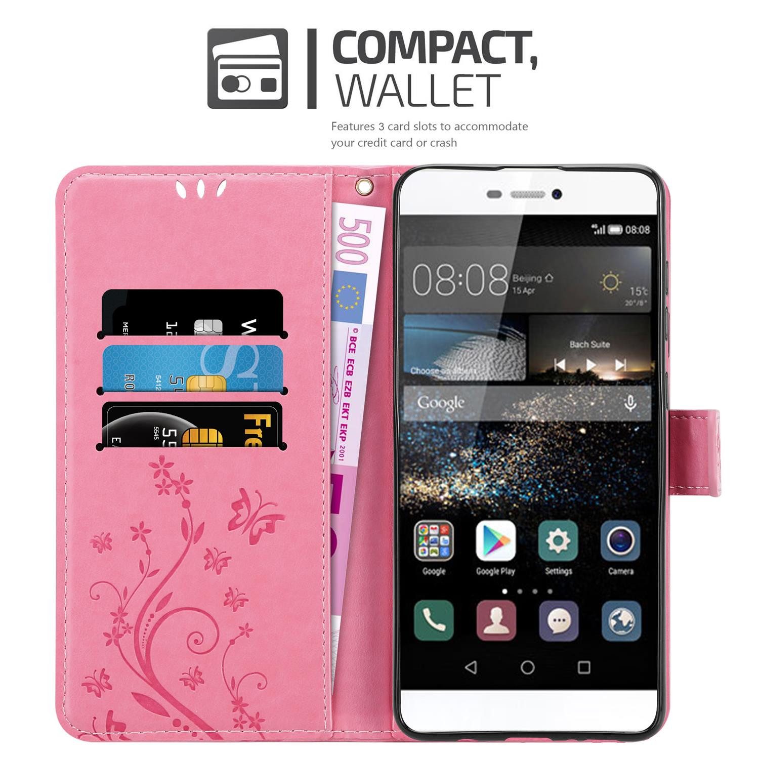 Cadorabo Handyhülle für Huawei P8 Hülle Huawei P8, Hülle Schutzhülle Blumen Flower mit Standfunktion Kartenfach Magnet