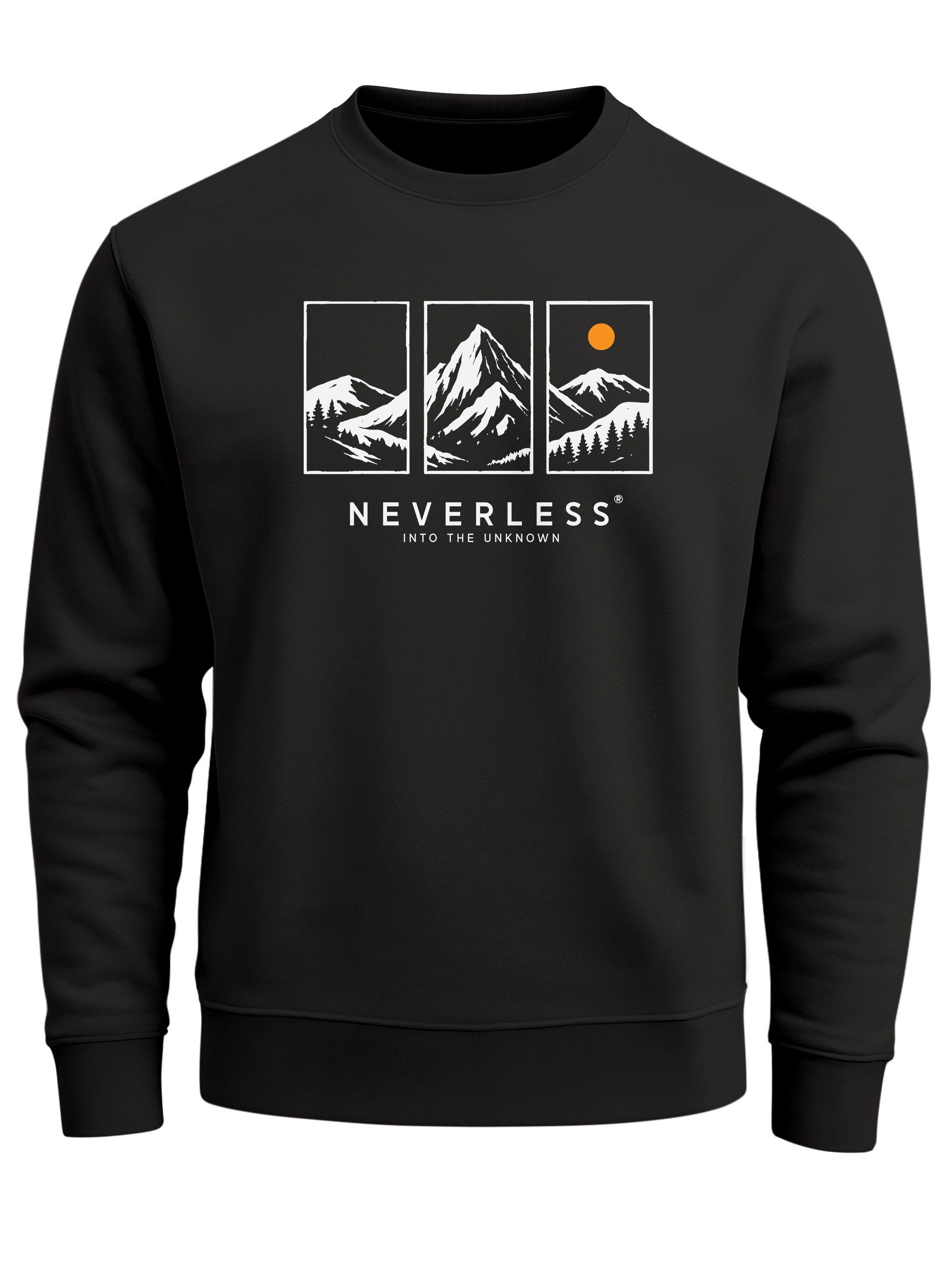 Sweatshirt Sweatshirt Herren Frontprint dreiteiliges Bergmotiv Grafik Print