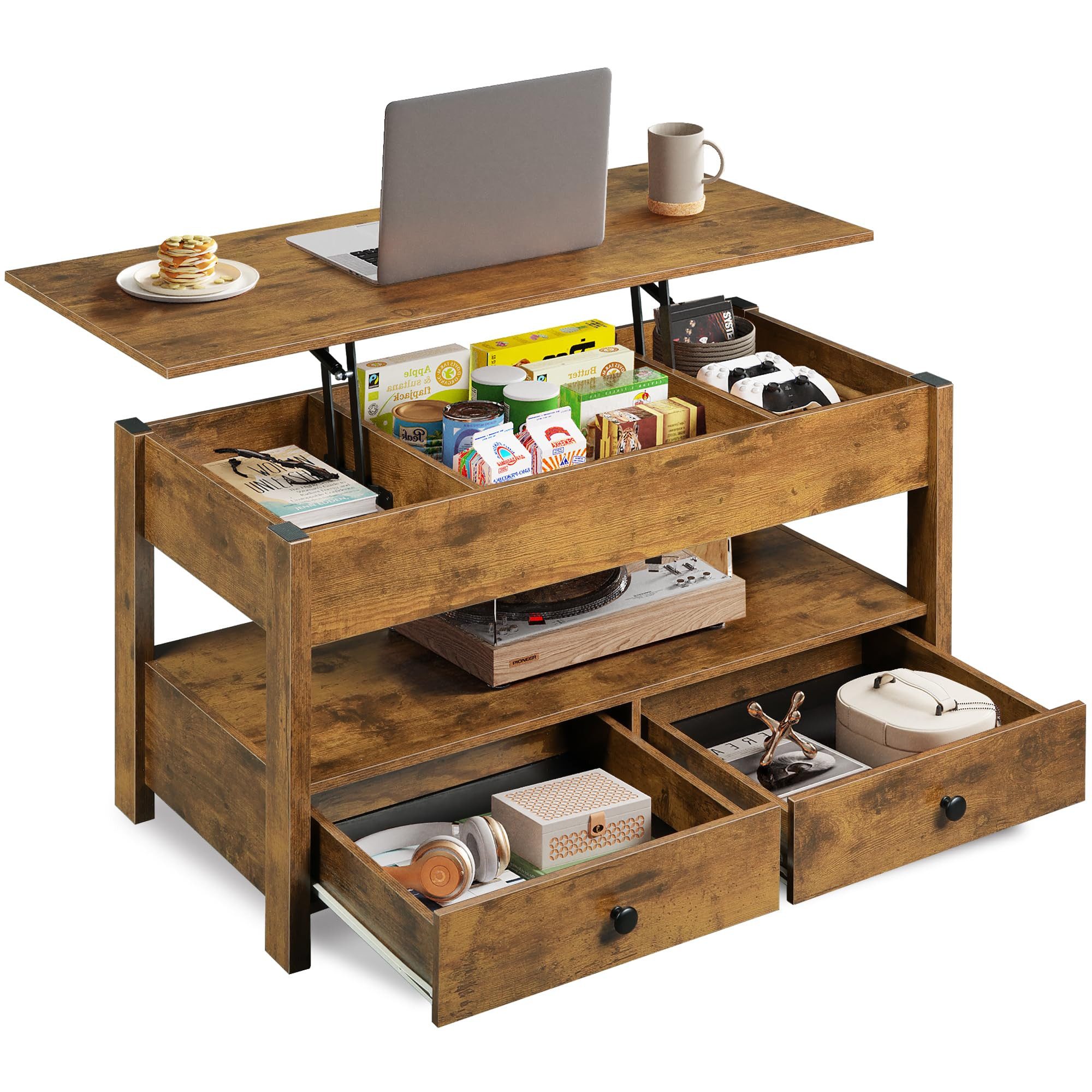 WLIVE Couchtisch mit Lift-Top, höhenverstellbarer Wohnzimmertisch mit Staur günstig online kaufen