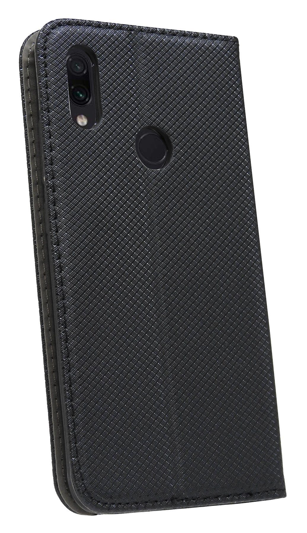 Handy cofi1453 Hülle Kartenfach Schutzhülle Etui REDMI Tasche Brieftasche Handytasche mit Standfunktion, NOTE 7 XIAOMI kompatibel Buch Schwarz mit "Smart"