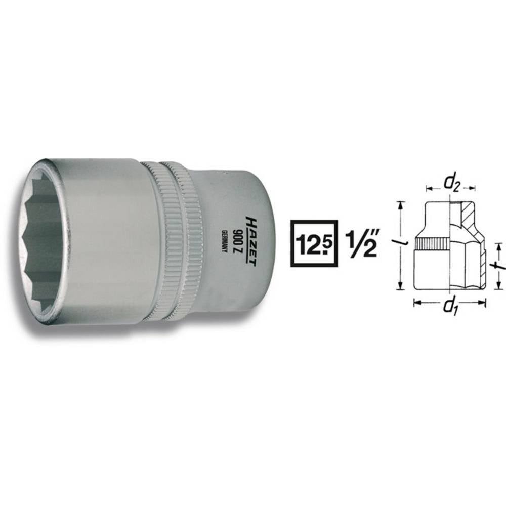 HAZET Bit- und Steckschlüsselset Doppel-6kt.-Steckschlüssel-Einsatz, Innenvierkant 12.5 mm 900Z-17