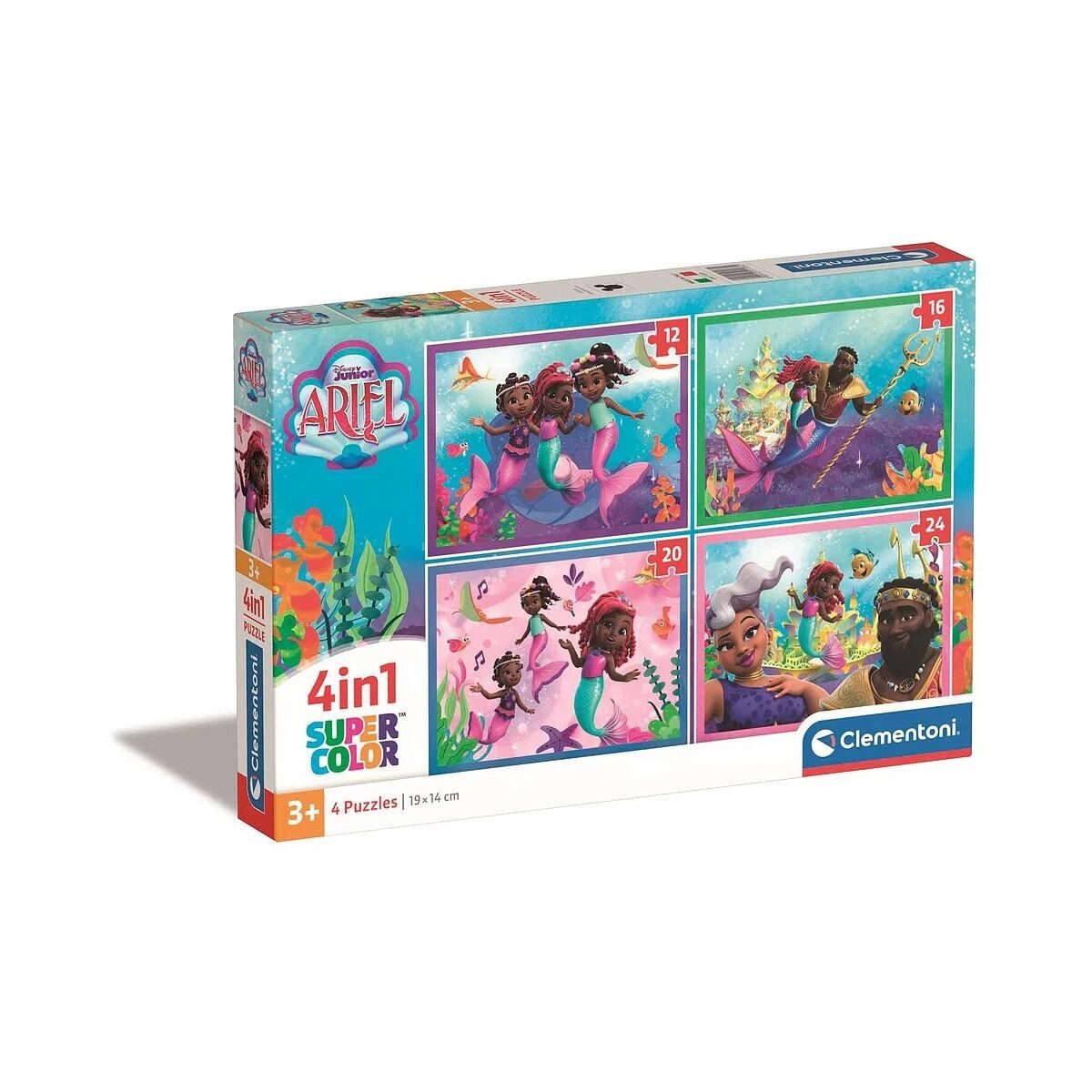 Clementoni® Lernspielzeug Disney Prinzessin Junior Ariel 4 in 1 Puzzle Clementoni