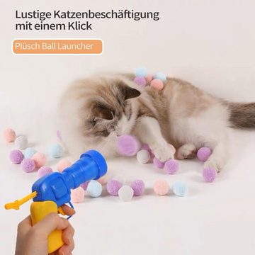 MAGICSHE Tier-Beschäftigungsspielzeug Katzenspielzeug Ballwerfer Plüschball-Schießpistole mit Pompom-Bällen