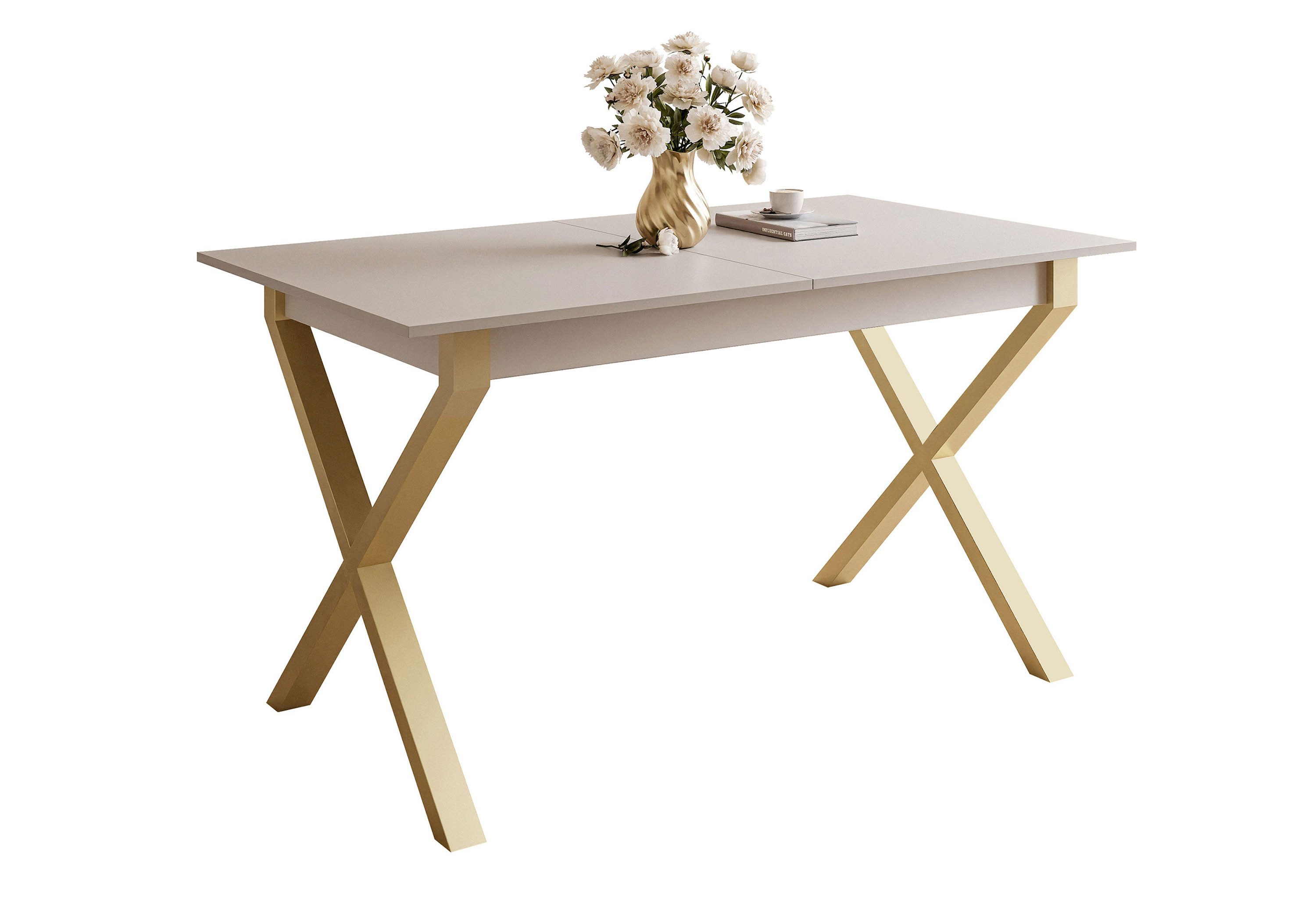 Lookway Esstisch ARTON GOLD II 140 cm ausklappbarer Tisch für 6-8 Personen, Breite: 140-195