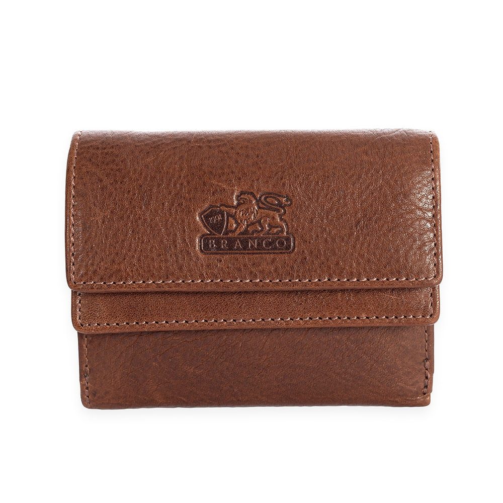 BRANCO Mini Geldbörse Kleine Damen-Geldbörse / Portemonnaie, Leder Braun, Branco 35250