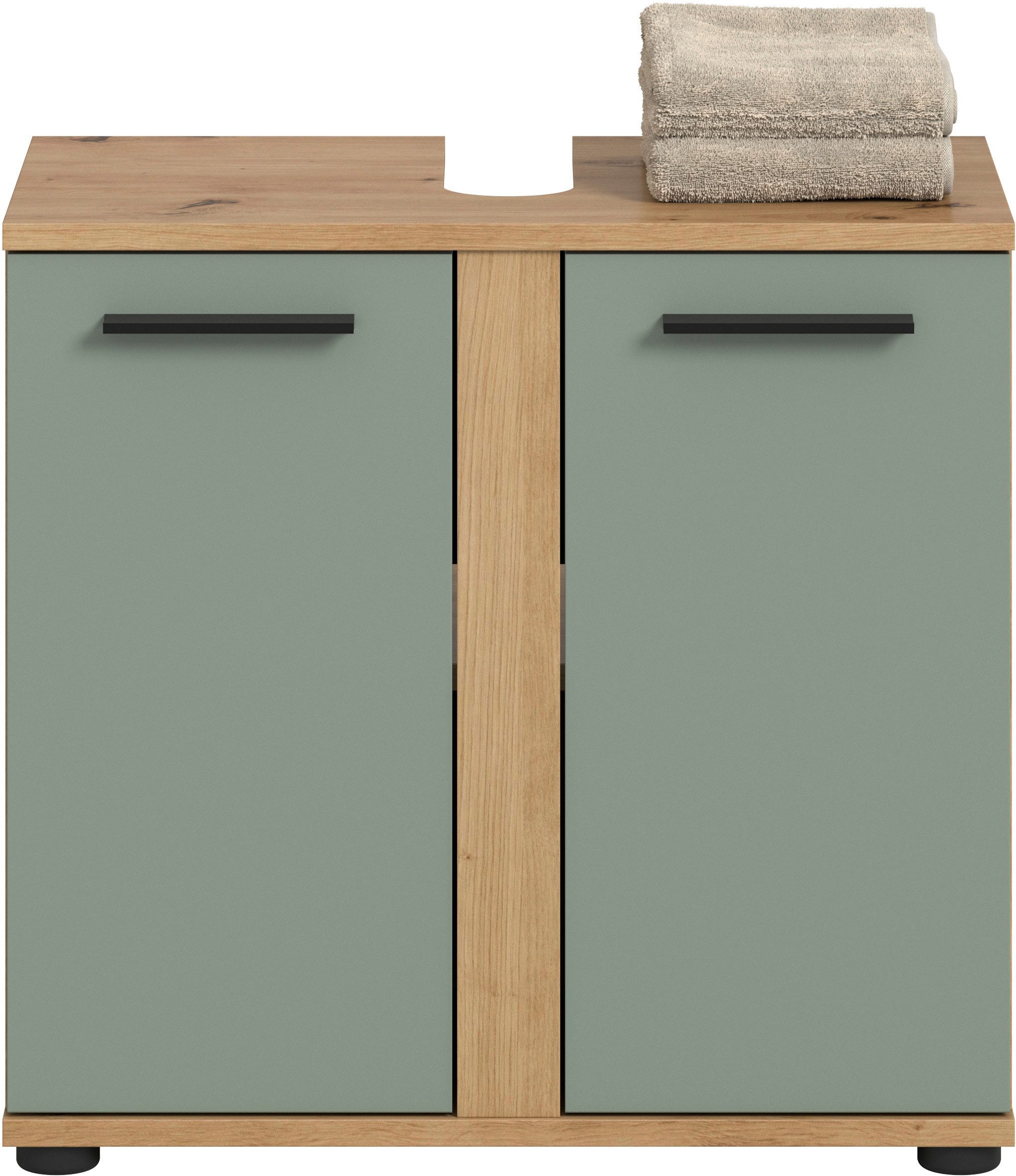 welltime Waschbeckenunterschrank LUCCA, Breite 60cm, 2 Türen, 2 Fächer,mit Siphonausschnitt