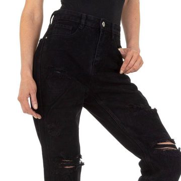 Ital-Design Relax-fit-Jeans Damen Freizeit Destroyed-Look Relaxed Fit Jeans in Schwarz