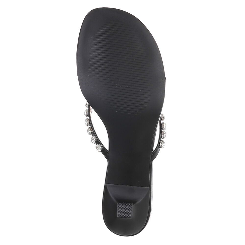 Ital-Design Damen Sandalette mit Schmuckdetails & Absatz Zehentrenner (92002702) Pfennig-/Stilettoabsatz Zehentrenner in Schwarz – Bild 3 von 5