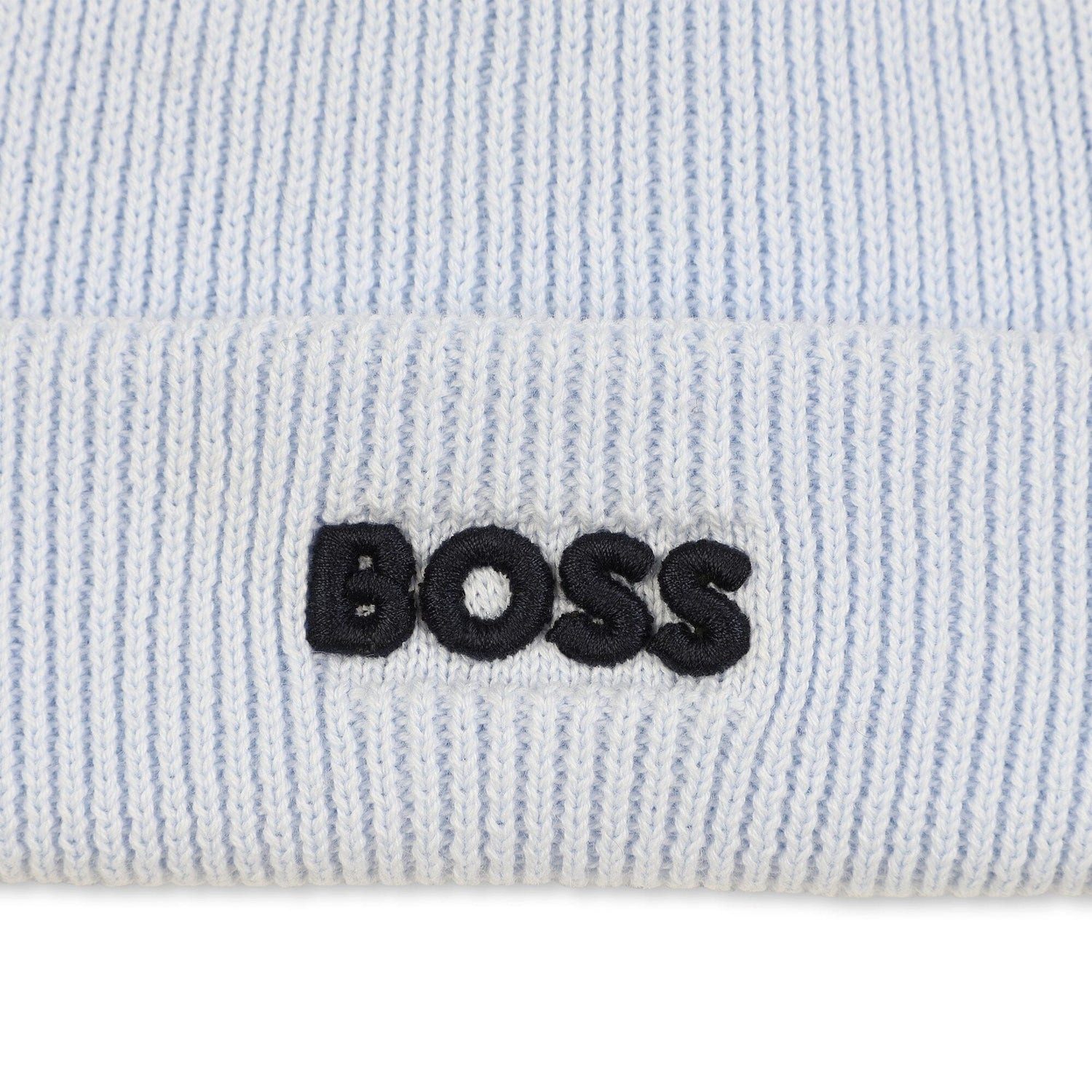 BOSS Strickmütze BOSS Kids Strickmütze mit Bommel himmelblau