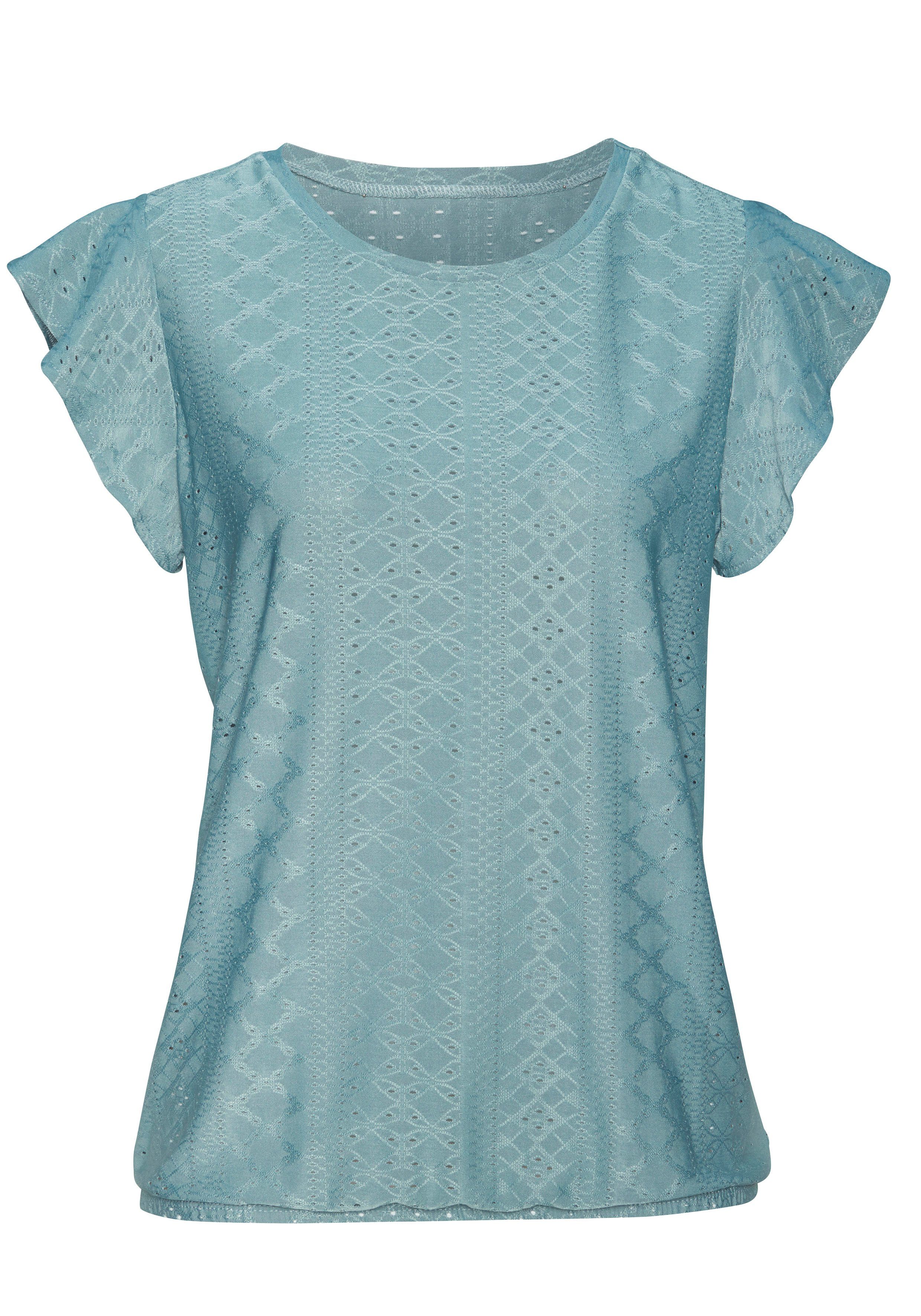 Vivance Kurzarmshirt mit Lochstickerei (2er-Pack) aus pflegeleichter Qualität