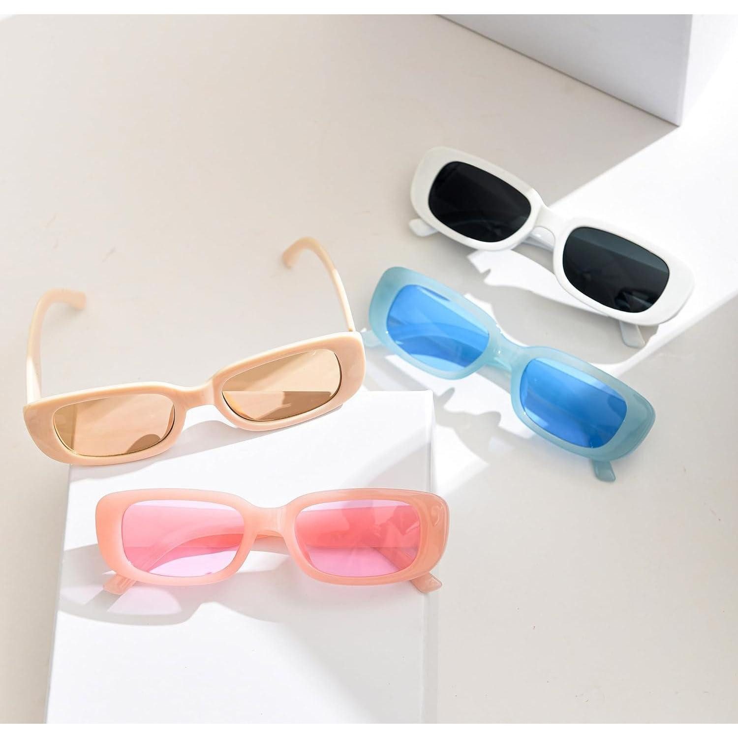 LuxusKollektion Retrosonnenbrille Sonnenbrille Damen Rechteckig Retro 90er Vintage 4er 4 Pack Mix F