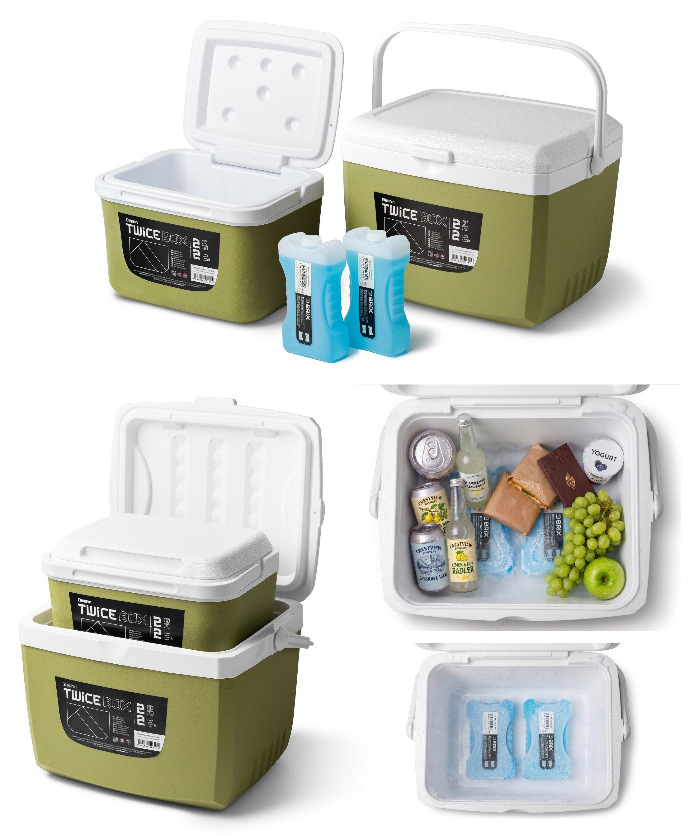 Delphin.sk Kühlbox Kühlbox SET TwiceBOX 2in1 - 5l + 13l / 2x400ml Akku - leicht, Sehr Stabil und extrem guter Wärmeisolierung