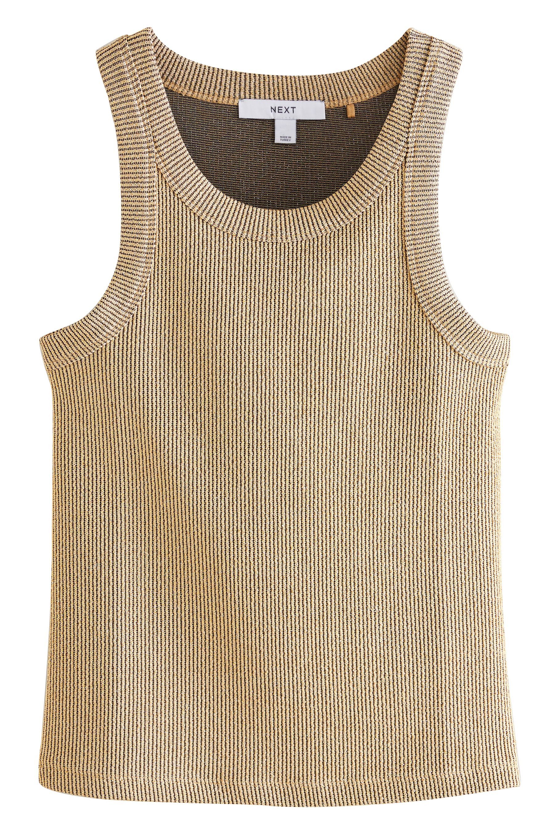 Next Trägertop Geripptes Metallic-Tanktop mit Racerback (1-tlg) günstig online kaufen