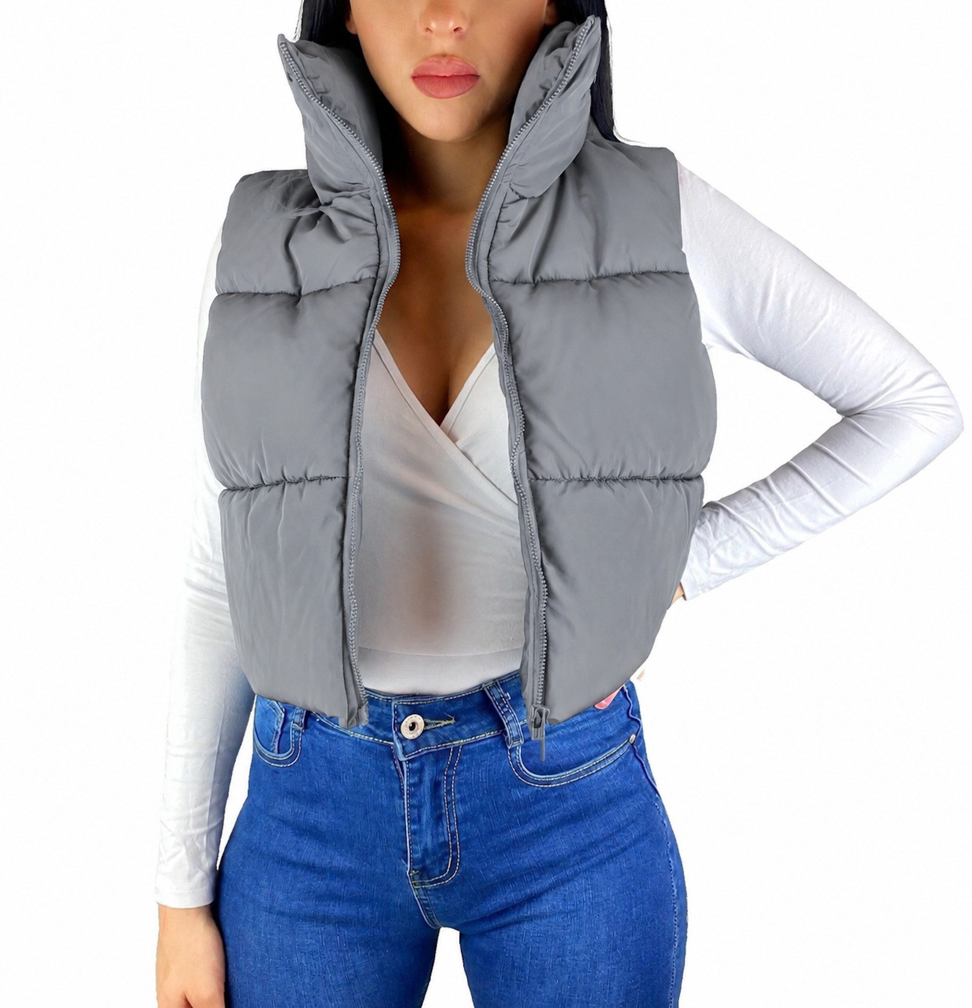 Worldclassca Steppweste Worldclassca Damen Steppweste mit Kapuze Crop Weste Ärmellos S-XL Neue Kollektion - Stilvolle und gemütliche Streetwear Mode für Damen