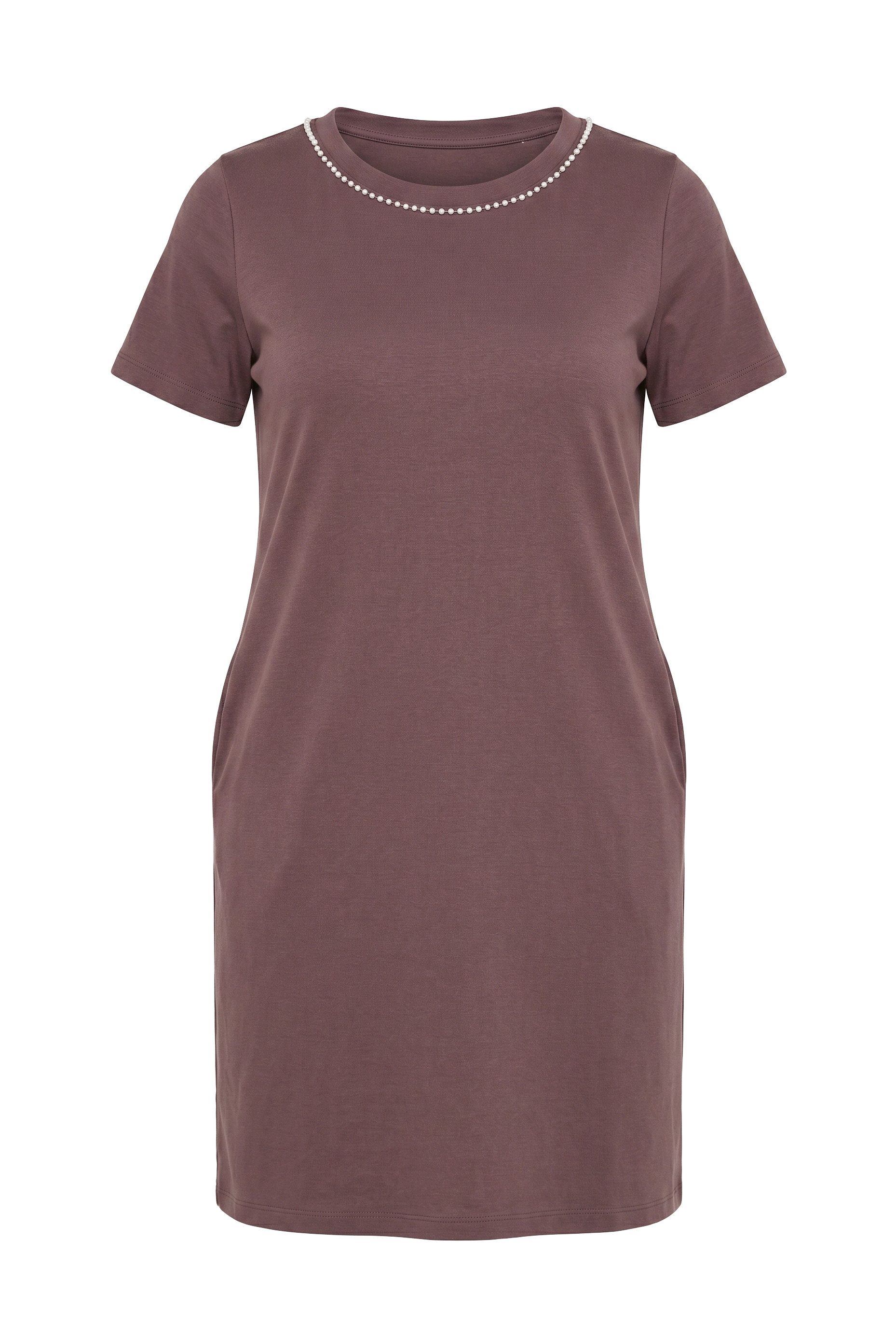 Jerseykleid Jerseykleid A-Linie Zierperlen Halbarm