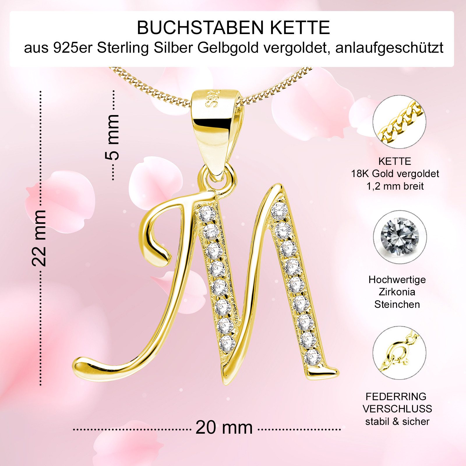 AMERITA Kette mit Anhänger Buchstaben M günstig online kaufen
