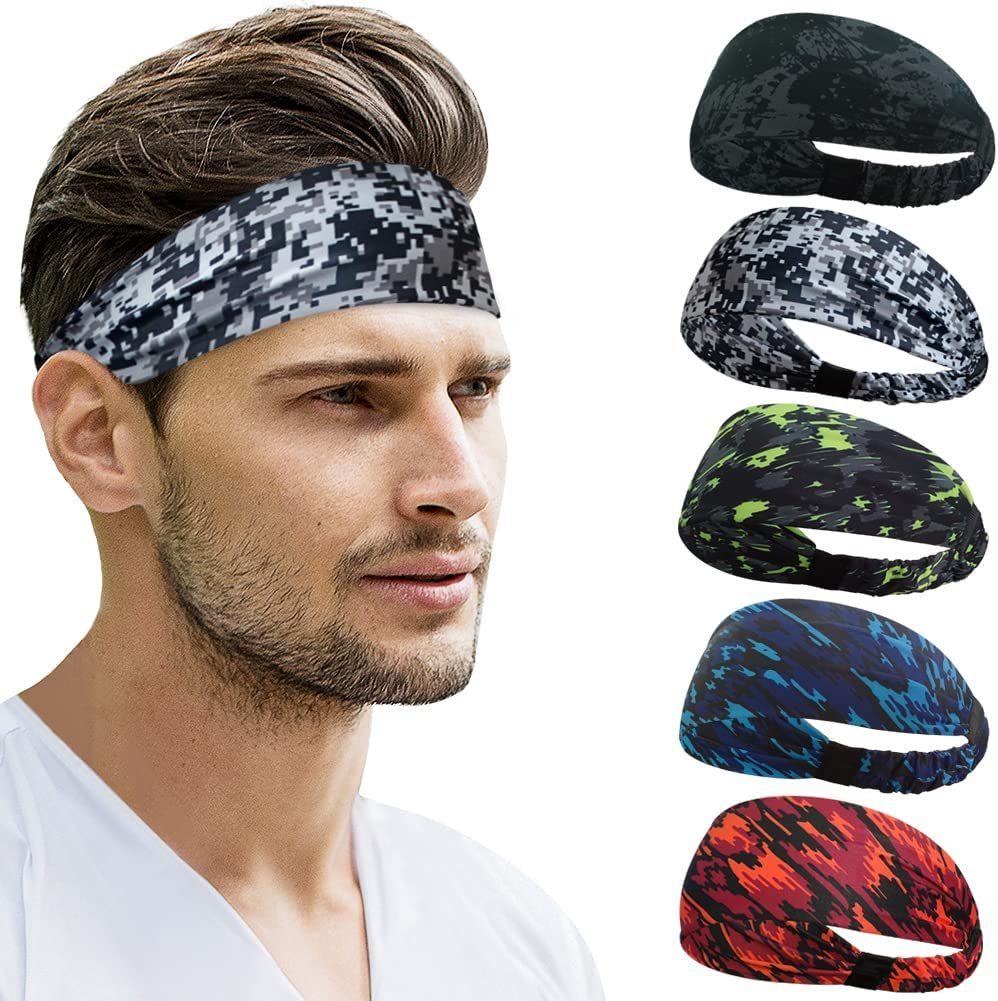 WaKuKa Haarband Sport headbands in 5-pack, reversible, moisture-wicking, fitness, 5-tlg.